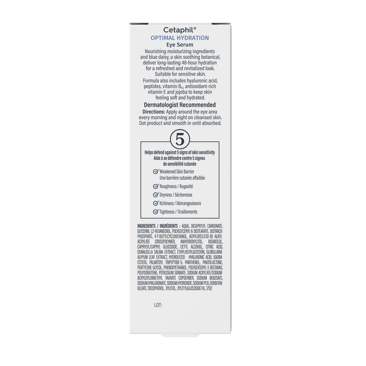 Cetaphil Optimal Hydration Eye Serum, Serum for Face, Wrinkles, Dark Circles & Puffiness, 48Hr Hydration with Hyaluronic Acid, Vitamin E & B5, Dermatologist Recommended, 14g 🍁 All In One Marketplace Canada