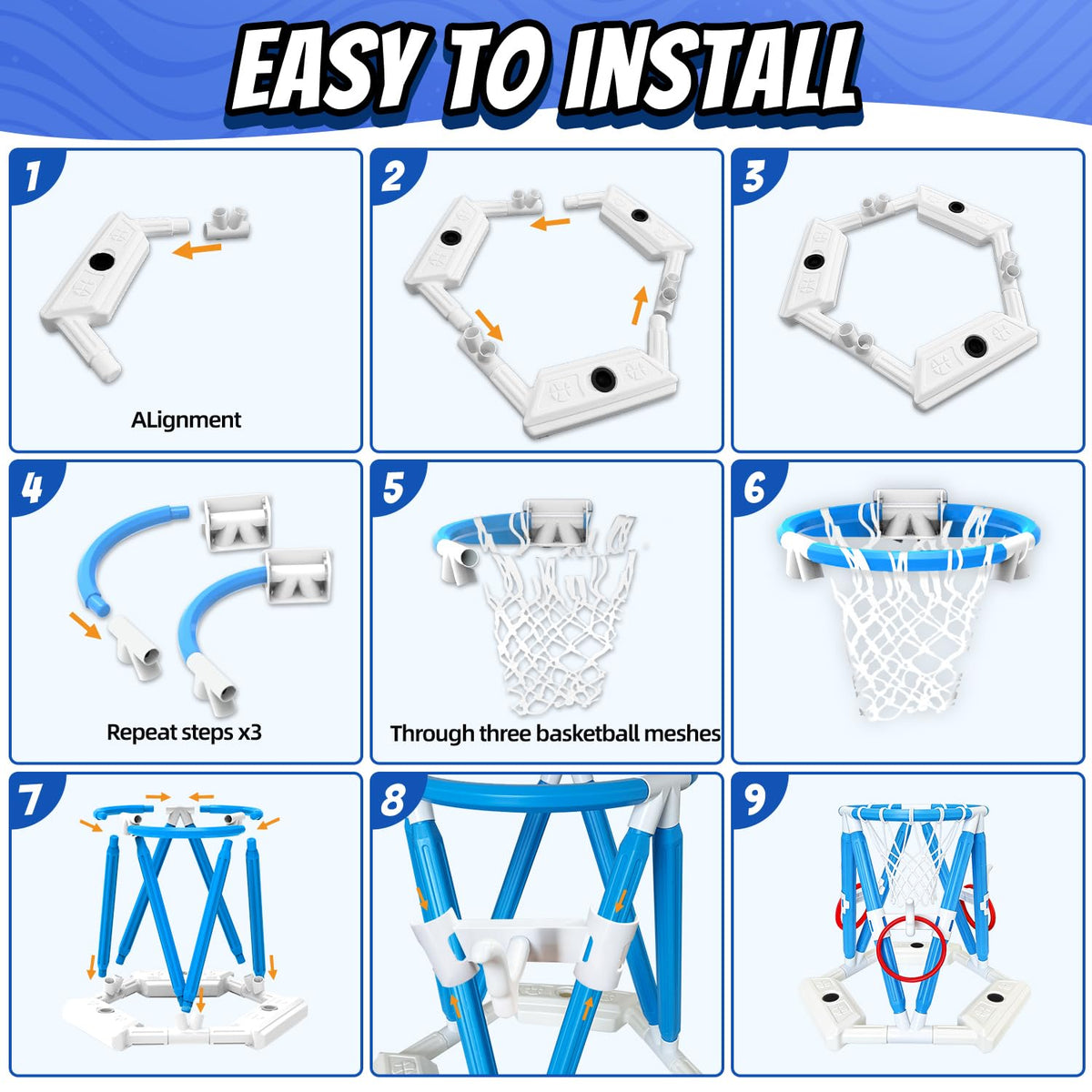 Pool Basketball Hoop Toys, Inflatable Water Basketball Game Pool, Pool Floaties Basketball Hoop Toy Outdoor Toys for Kids Boys Aged 4-18 and Adults (L) 🍁 All In One Marketplace Canada