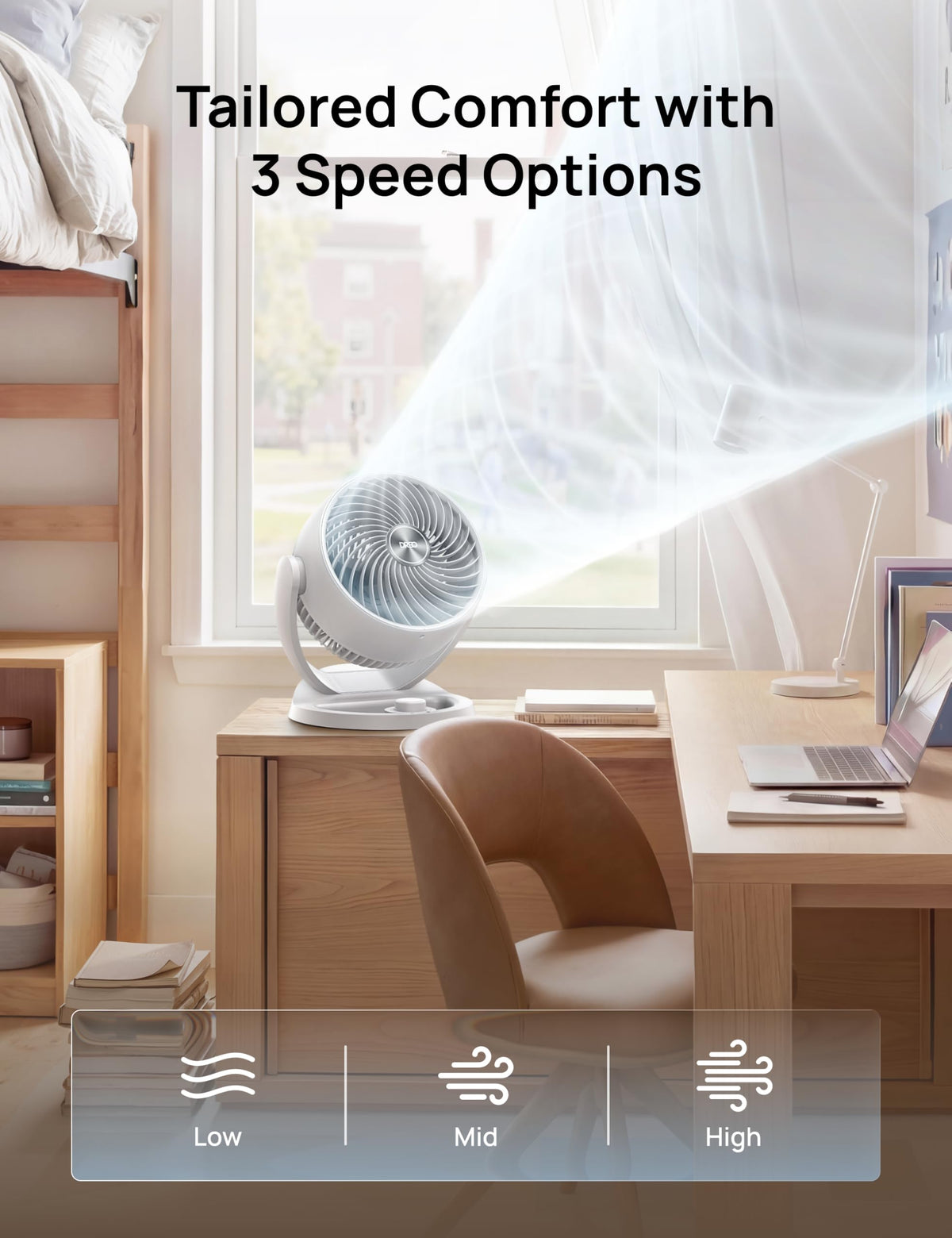 DREO Fan for Bedroom, 12 Inches, 70ft Powerful Airflow, 25db Quiet Table Air Circulator Fans for Whole Room, 120° Adjustable Tilt Desk Fan, 3 Speeds, Desktop Fan for Home, Office, Kitchen, RV 🍁 All In One Marketplace Canada