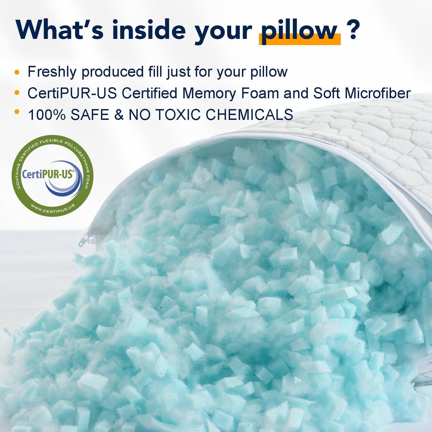 Cooling Memory Foam Pillows Queen Size Set of 2, Adjustable Shredded Foam Bed Pillows for Sleeping, Soft Support Pillows for Side & Back Sleepers with Breathable Dual-Sided Soft & Cooling Fabric 🍁 All In One Marketplace Canada