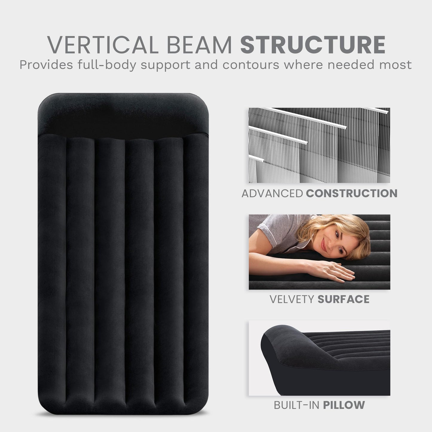 INTEX 64145ED Dura-Beam Standard Pillow Rest Air Mattress: Fiber-Tech – Twin Size – Built-in Electric Pump – 10in Bed Height – 300lb Weight Capacity 🍁 All In One Marketplace Canada