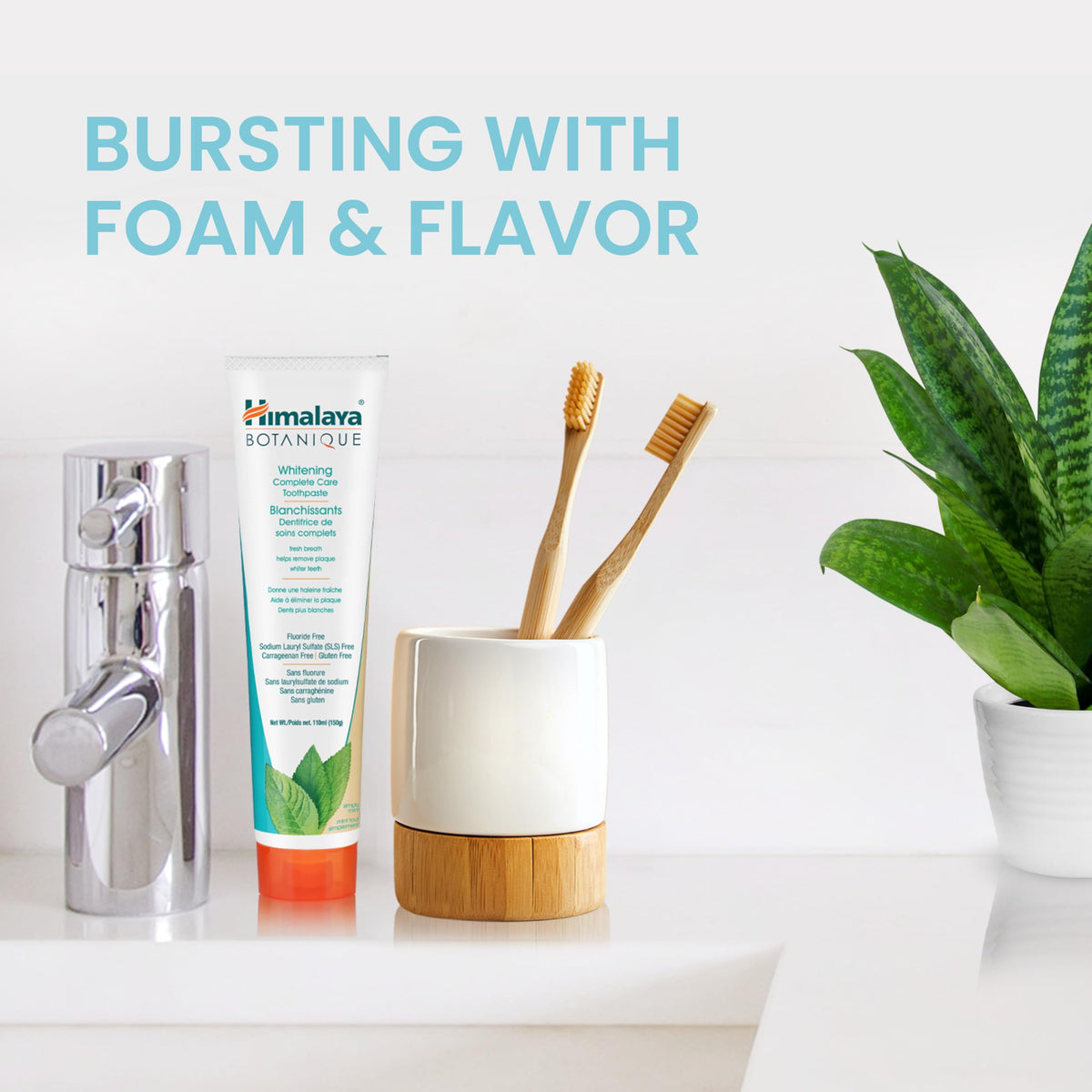 Himalaya Botanique Complete Care Whitening Toothpaste, Simply Mint, Natural, Fluoride-Free, SLS Free, Carrageenan Free & Gluten Free, Vegan, 150 g (5.29 oz), 4 Pack 🍁 All In One Marketplace Canada