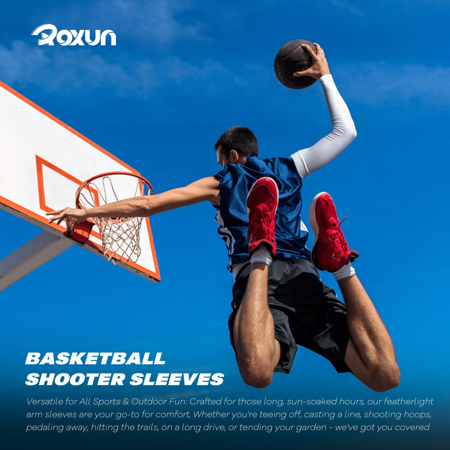 ROXUN 2 Pairs Arm Sleeves, Cooling UV Sun Protection Sports Compression for Men/Women 2 Black 🍁 All In One Marketplace Canada