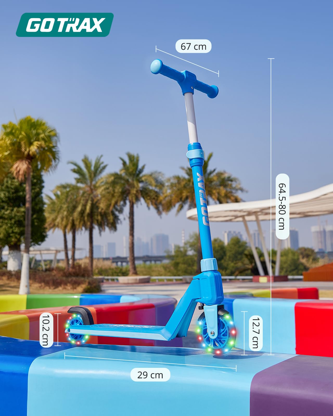Gotrax K03 Kick Scooter for Kids, 5" LED Lighted Wheels and Adjustable Handlebars, Lightweight Design and Anti-Slip Deck, Max Load 110 Lbs, Kids Scooter for Boys & Girls Ages 3+, Blue 🍁 All In One Marketplace Canada