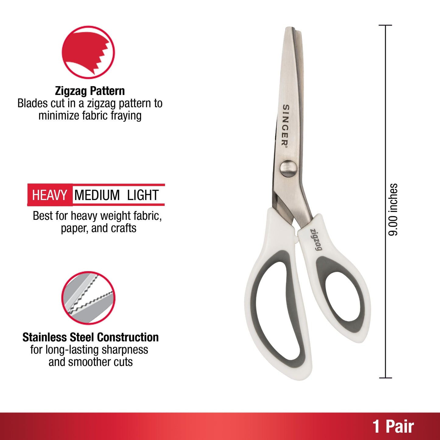 SINGER ProSeries™ 9" Pinking Shears, Stainless Steel No-Fray Zigzag Edge 🍁 All In One Marketplace Canada