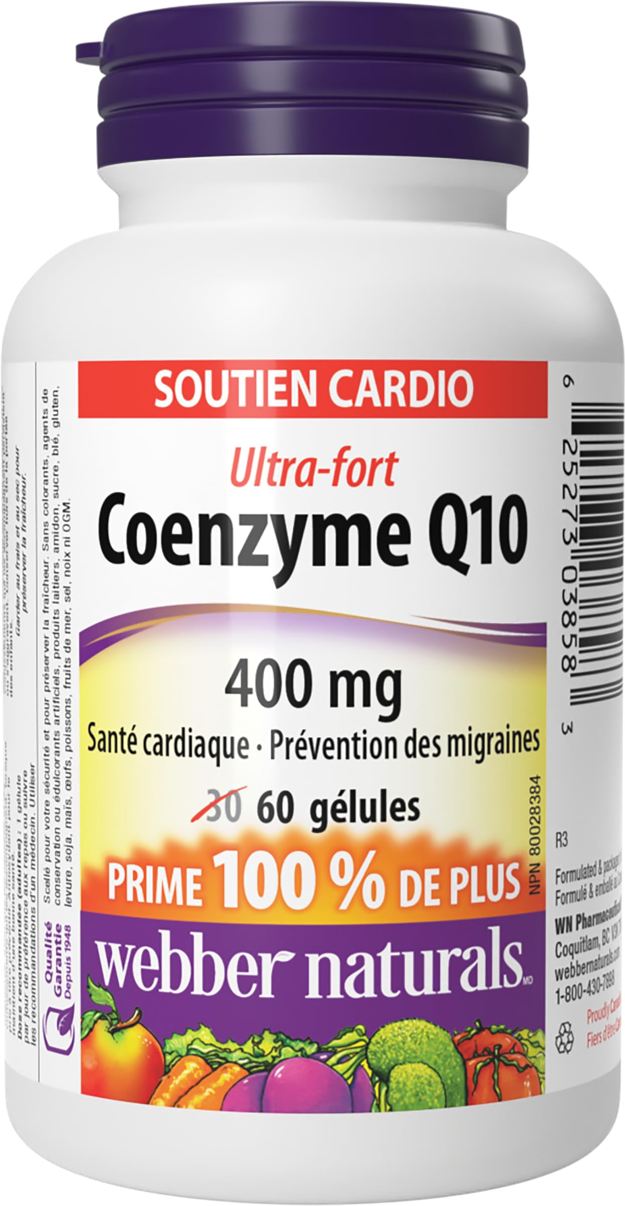 Webber Naturals Coenzyme Q10 (CoQ10) 400 mg, 60 Softgels, Ultra Strength, High Potency Antioxidant, For Heart Health, Cellular Energy Production, and Migraine Support 🍁 All In One Marketplace Canada