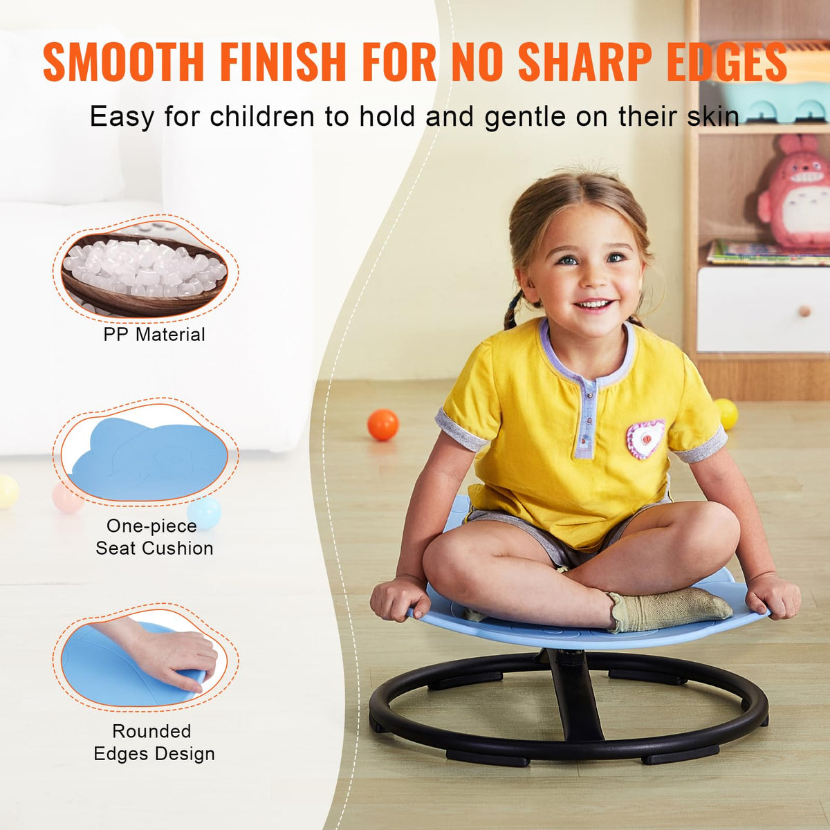 VEVOR Elephant Kids Swivel Chair, 220 LBS Capacity, 360° Spinning Chair, Autistic Kids Sensory Chair with Non-Slip Metal Base, Toddler Sit for Coordination Balance Focus Blue 🍁 All In One Marketplace Canada