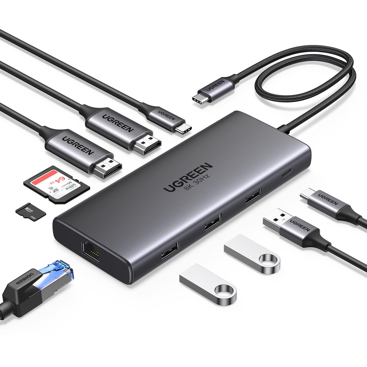 UGREEN 10 in 1 Docking Station for Laptop Dual Monitor, Revodok Pro 210 with Single 8K@30Hz, Dual 4K@60Hz, 100W PD, 1Gbps Ethernet, SD/TF, 5Gbps USB, USB C Hub for MacBook Air/Pro, ASUS, HP, XPS13&15 🍁 All In One Marketplace Canada