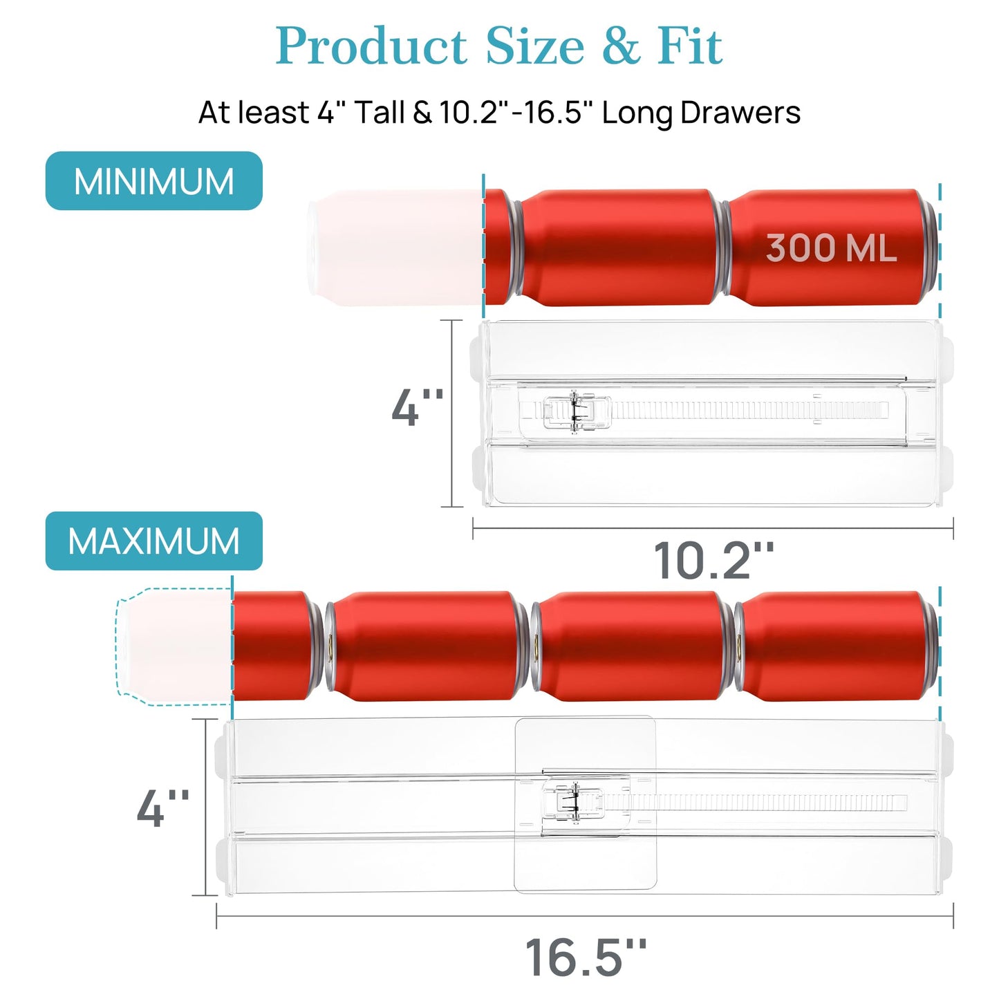 Vtopmart 8 Pack Drawer Dividers for Clothes, Adjustable 4" High Expandable from 10.2"-16.5" Dresser Drawer Organizer, Clear Plastic Dresser Organizer for Baby Clothes, Underwear, Socks 🍁 All In One Marketplace Canada