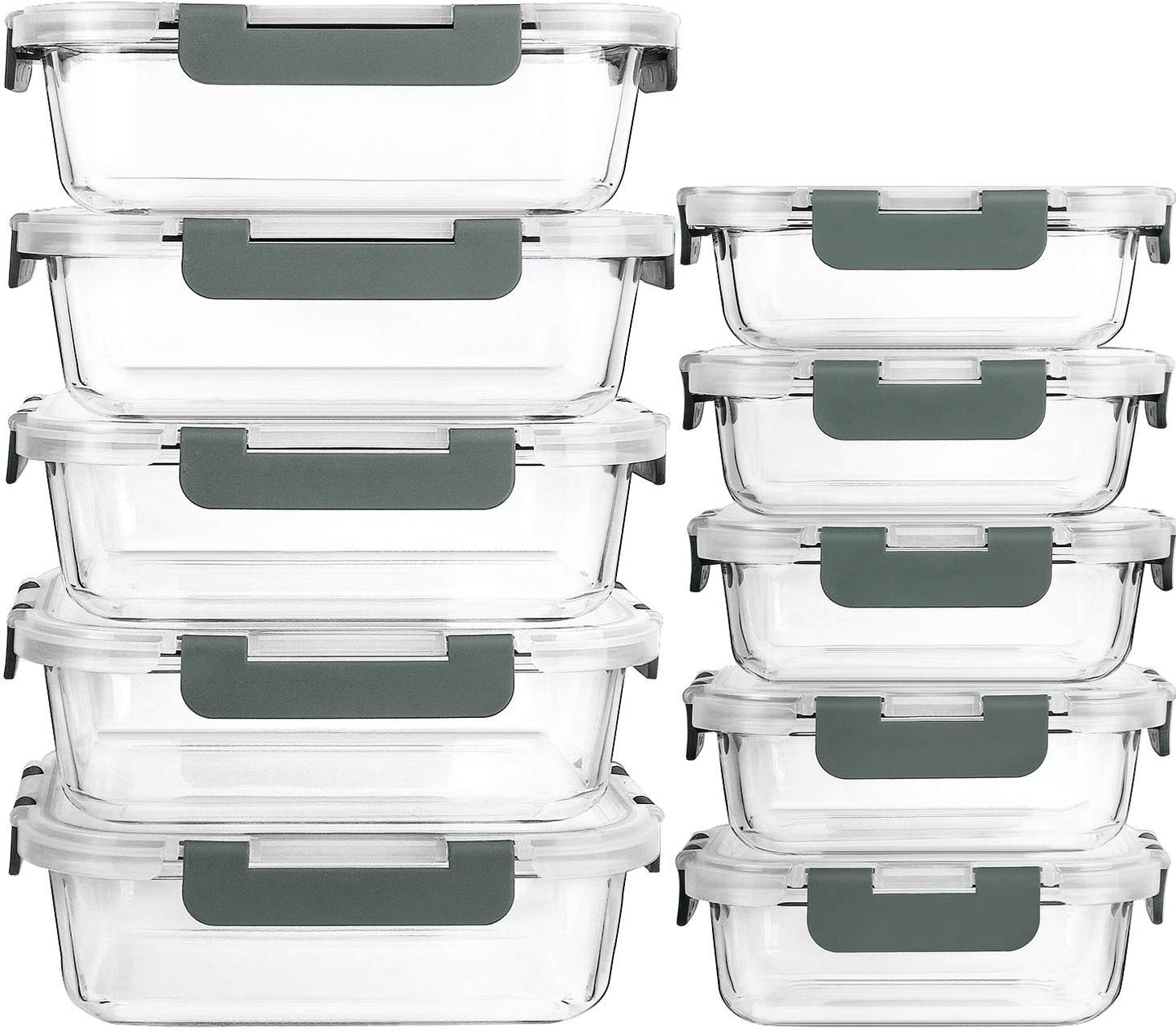 [10-Pack] MCIRCO Glass Meal Prep Containers With Lids, Food Storage With Snap Locking Lids, Airtight Lunch Boxes, Microwave, Oven, Freezer and Dishwasher Safe 🍁 All In One Marketplace Canada