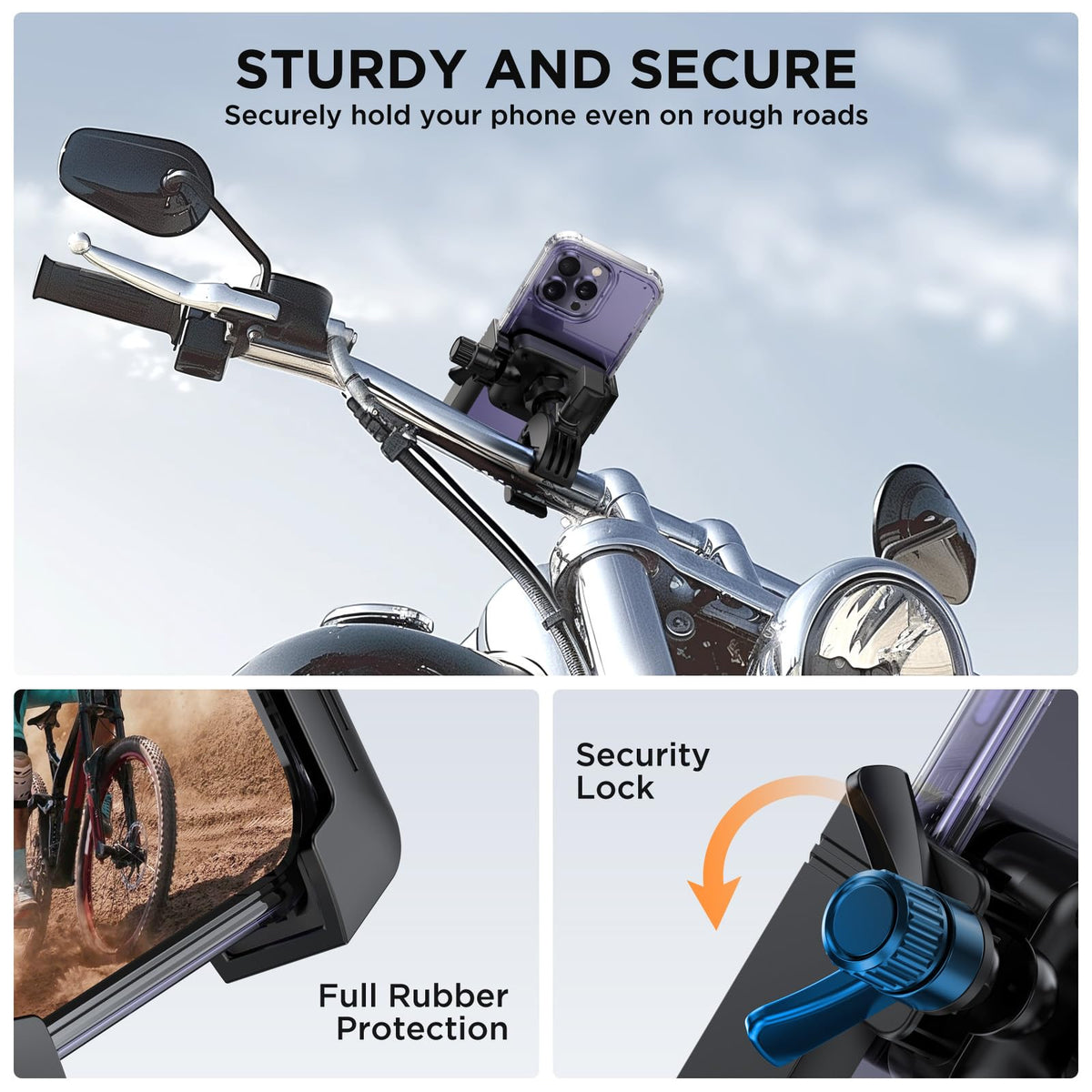Miracase Bike Motorcycle Phone Holder, [1s Quick Lock] Bicycle Phone Mount Handlebar Cell Phone Clamp for Scooter, Compatible with iPhone Samsung Google 🍁 All In One Marketplace Canada