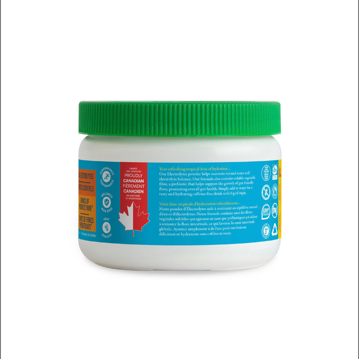 Organika Canadian-Made Electrolytes Powder with Vitamin C & Prebiotic Fibre - Sugar-Free Hydration Drink Mix - Pineapple PassionFruit - 210 g - 60 servings 🍁 All In One Marketplace Canada