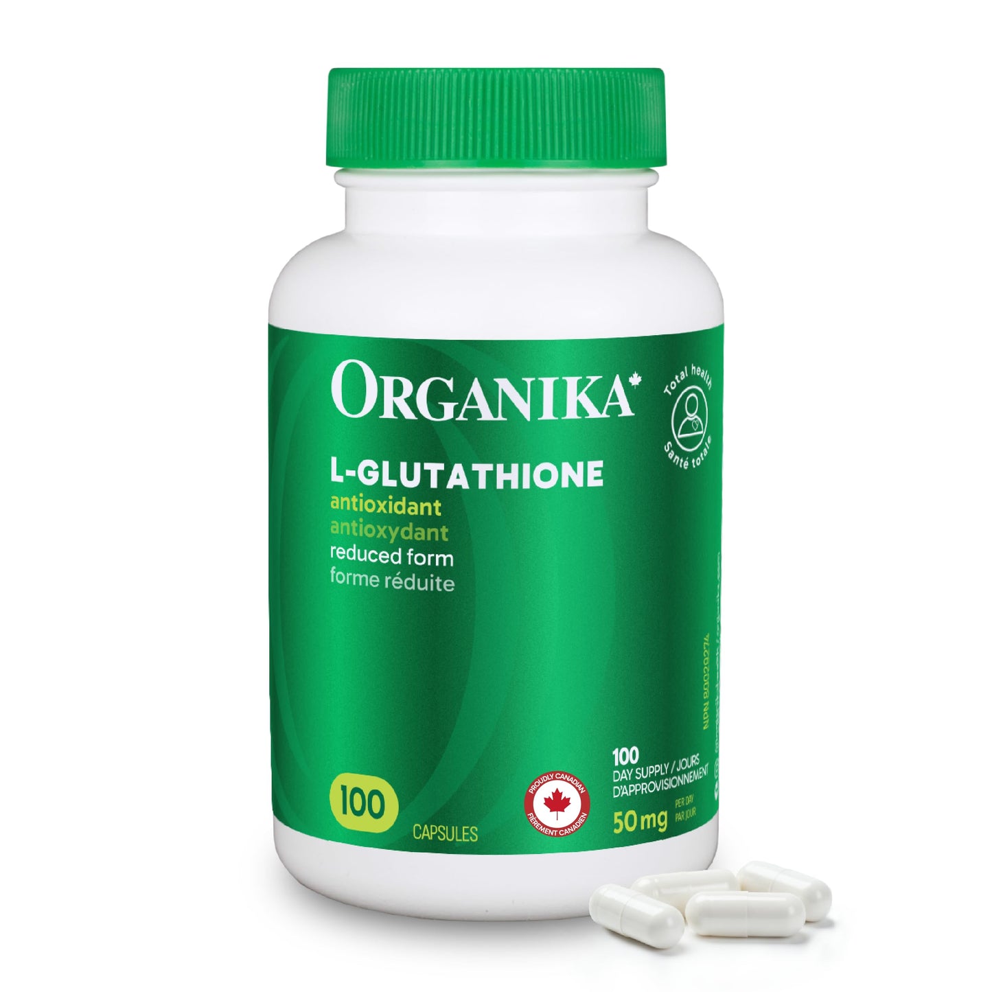 Organika Canadian-Made L-Glutathione (Reduced), Antioxidant and Detox Support -100 Caps 🍁 All In One Marketplace Canada