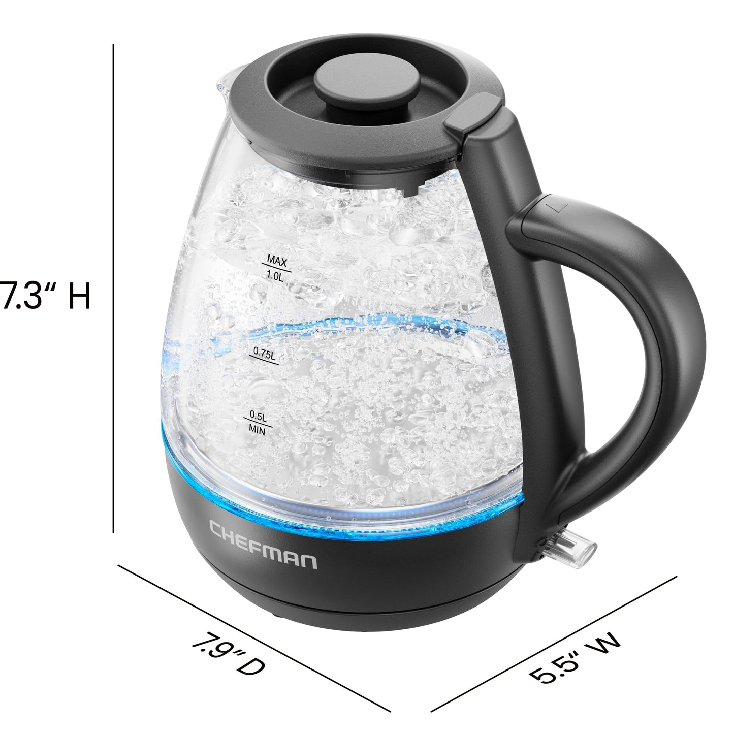 Chefman 1L Electric Tea Kettle with LED Lights, Automatic Shut Off, Removable Lid, Boil-Dry Protection, Hot Water Electric Kettle Water Boiler, Electric Kettles for Boiling Water 🍁 All In One Marketplace Canada