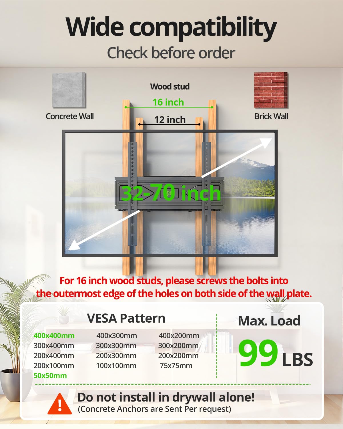USX MOUNT Full Motion TV Wall Mount for Most 32-70 inch TVs up to 99 Lbs, Wall Mount TV Bracket with Articulating Swivel Tilting, TV Mount Fit 12" 16" Wood Studs, Max VESA 400x400mm, XMM903 🍁 All In One Marketplace Canada