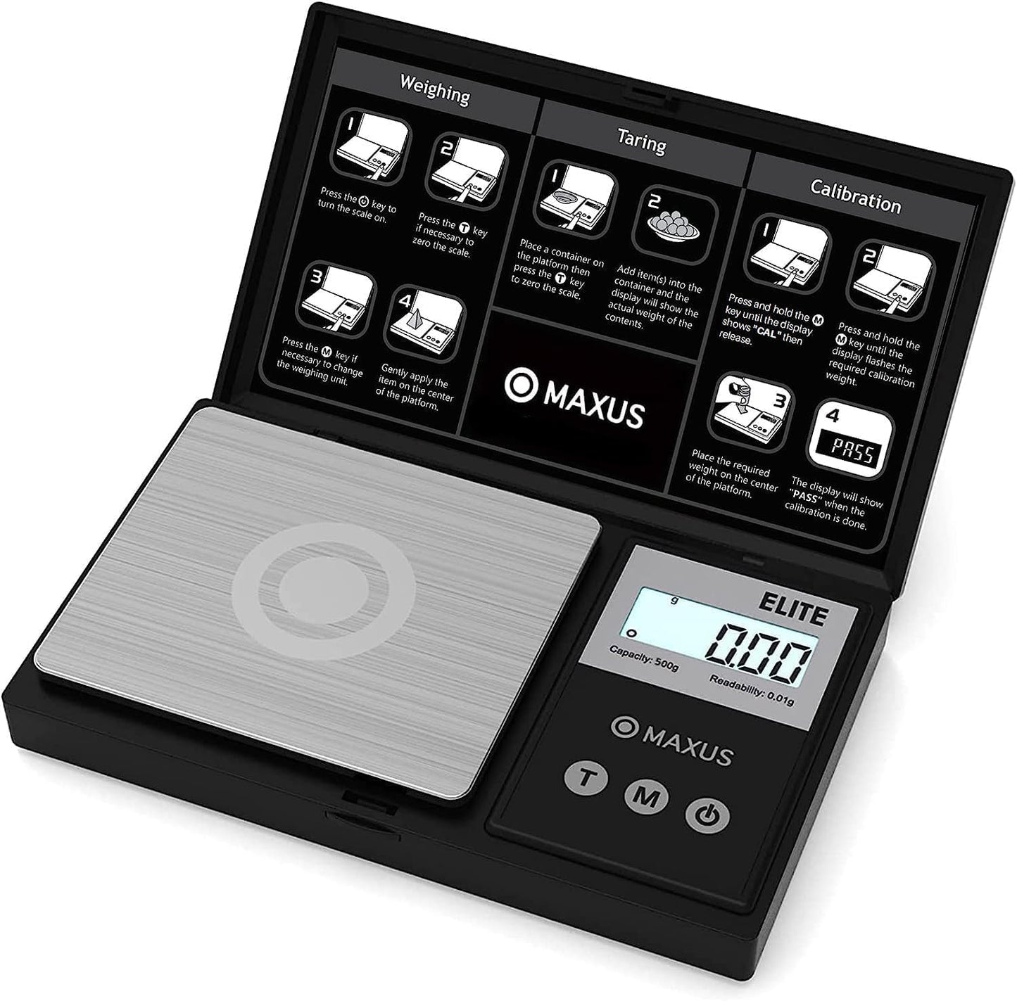 MAXUS Precision Pocket Scale 500g x 0.01g, Digital Gram Scale with Tray, Small Food Scale, Jewelry Scale, Ounces Grains Scale with Backlit LCD 🍁 All In One Marketplace Canada