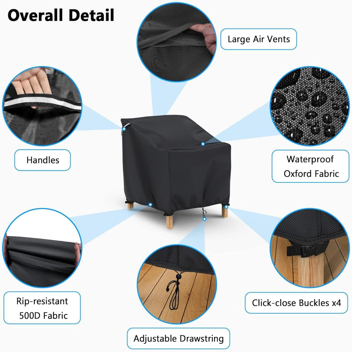 Gasadar Patio Chair Cover-2 Pack, Heavy Duty Waterproof UV Resistant Anti-Fading Chair Covers for Lawn Outdoor Furniture Chairs,33"W x 34"D x 31.1"H 🍁 All In One Marketplace Canada