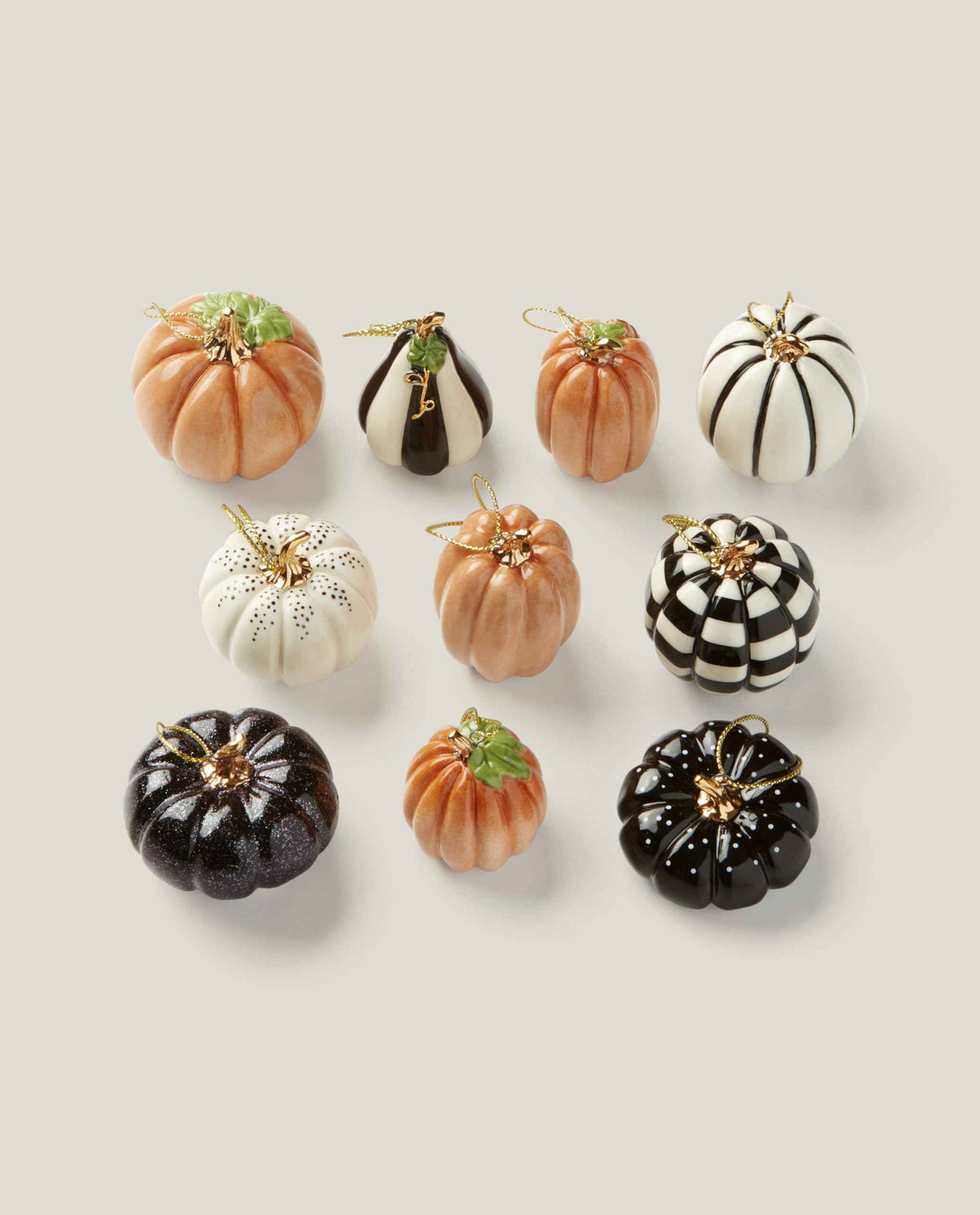 Lenox Pumpkin 10-Piece Mini Porcelain Halloween Hanging Ornament Set