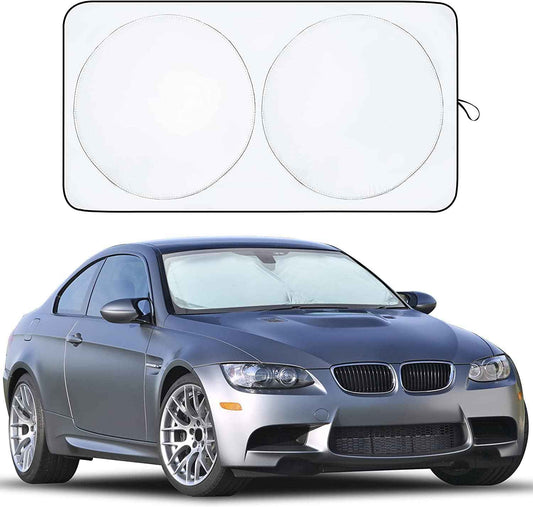 EcoNour Car Windshield Sun Shade with Storage Pouch | Front Window Sun Protector for UV Rays & Sun Heat | Car Interior Accessories Fits Small Sedans, Mini SUVs and Hatchbacks | Standard (64x32 inches) 🍁 All In One Marketplace Canada