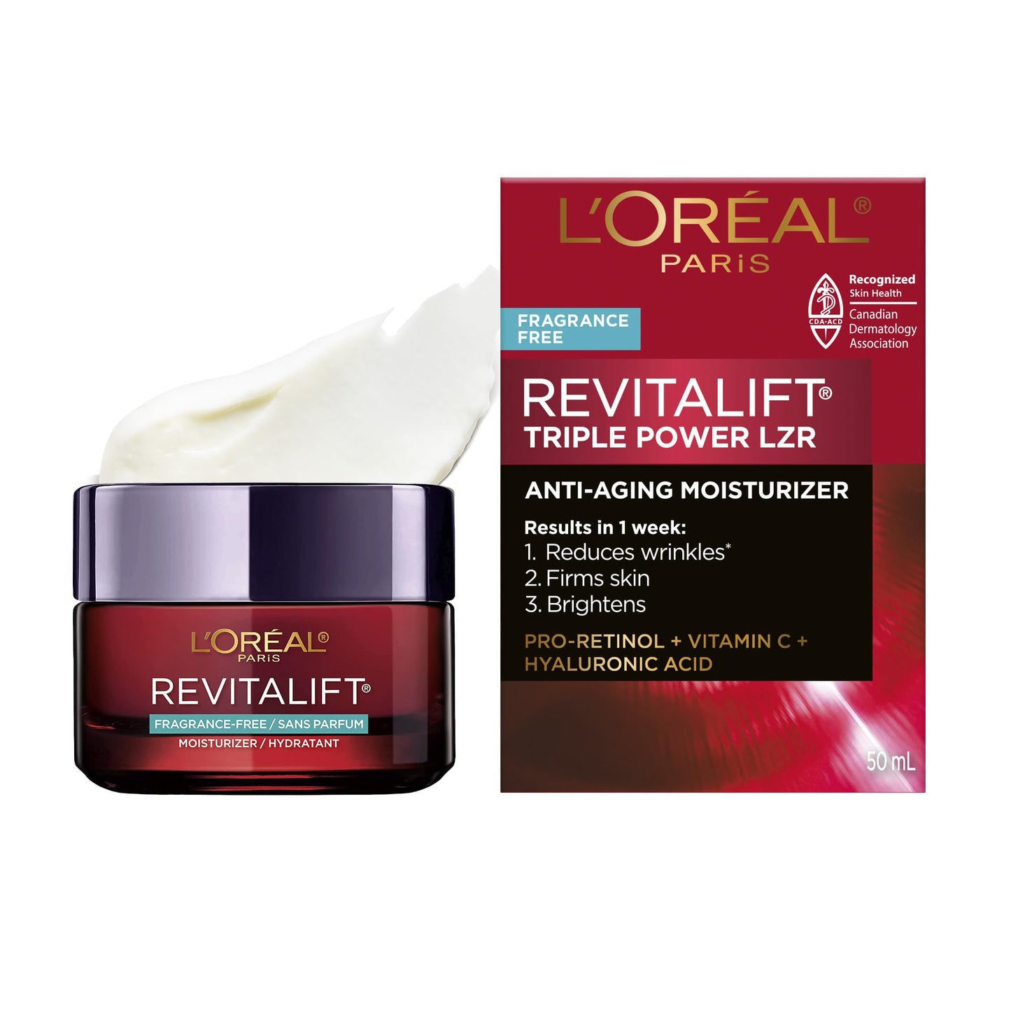 L’Oréal Paris Day Moisturizer, Revitalift Triple Power LZR, With Pro-Retinol, Vitamin C + Hyaluronic Acid, Reduces Look of Wrinkles, Firms Skin, Smoother Texture, Fragrance-Free, Skincare, 50 ml 🍁 All In One Marketplace Canada