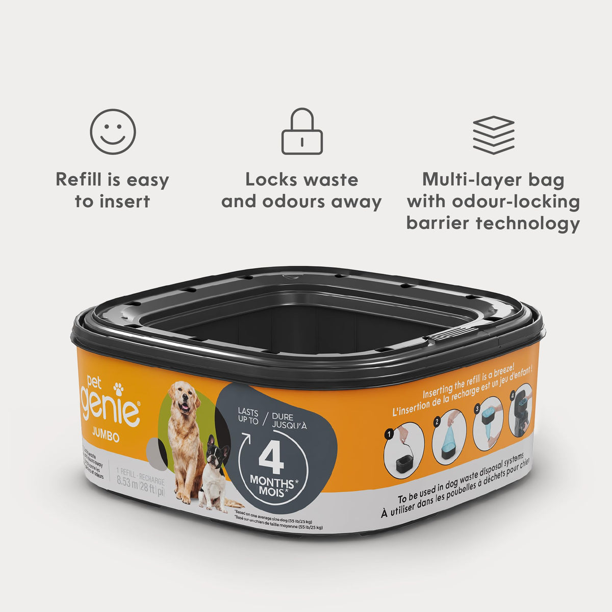 Pet Genie Jumbo Refill Bags - Multi-Layer Continuous film for Waste and Odor - Up to 4 Months of Supply, Only Compatible with Pet Genie Pail 🍁 All In One Marketplace Canada
