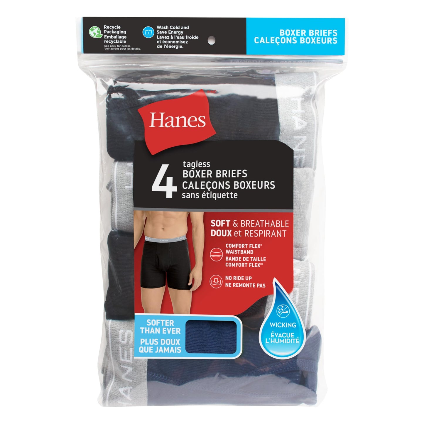 Hanes mens 4 Pack boxer briefs, Black/Grey, Medium US 🍁 All In One Marketplace Canada