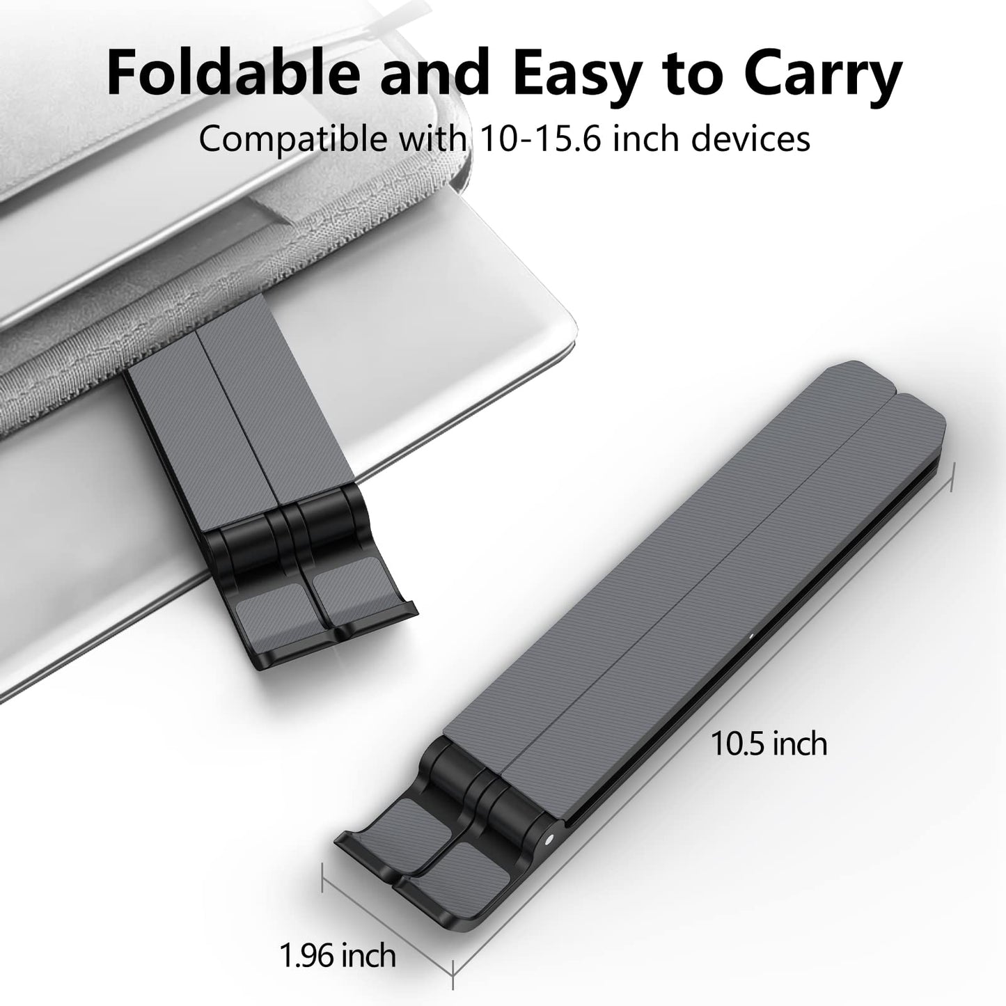 Laptop Stand for Desk, Adjustable Laptop Riser ABS+Silicone Foldable Portable Laptop Holder, Ventilated Cooling Pad Notebook Stand for 10-15.6” Laptops,Tablet-Black 🍁 All In One Marketplace Canada