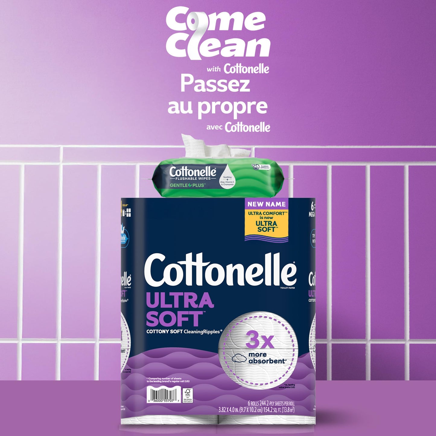 Cottonelle Toilet Paper, 36 Mega Rolls = 144 Regular Rolls (2 Packs of 18), Ultra Soft (Formerly Ultra Comfort), Soft Bathroom Tissue, 244 Sheets per Roll, Packaging May Vary 🍁 All In One Marketplace Canada
