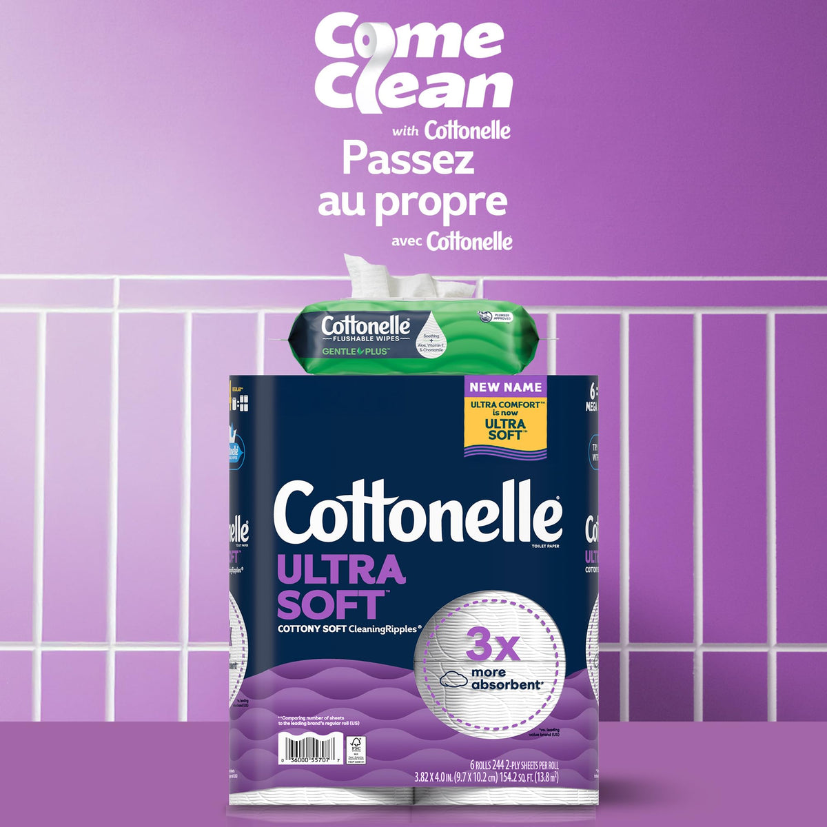 Cottonelle Toilet Paper, 24 Mega Rolls = 96 Regular Rolls, Ultra Soft (Formerly Ultra Comfort), Soft Bathroom Tissue, 244 Sheets per Roll, Packaging May Vary 🍁 All In One Marketplace Canada