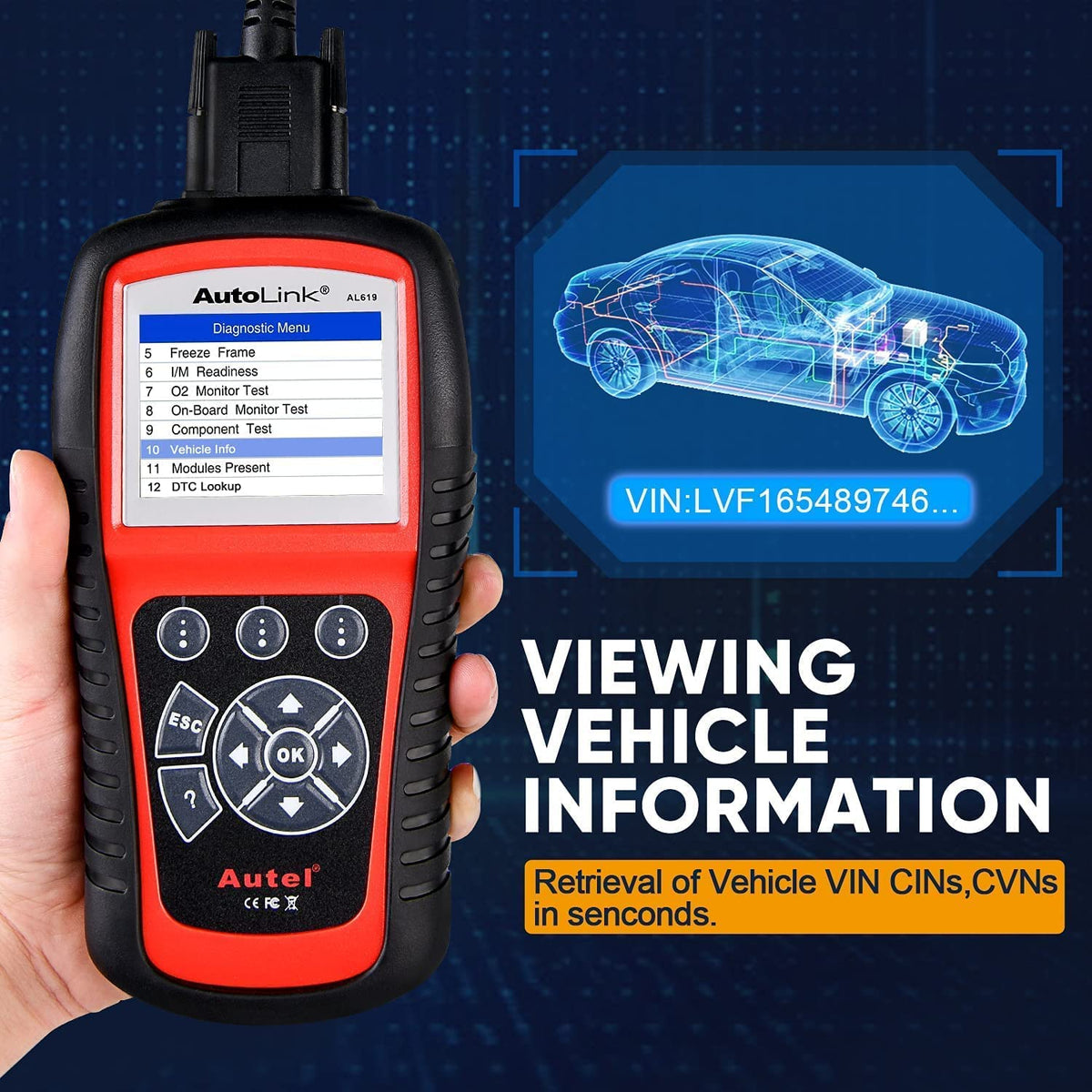 Autel AutoLink AL619 OBD2 Scanner, 2026 Newer ABS SRS Diagnostic Code Reader with10 OBDII Test Modes, Turn Off Check Engine Light, DTC Lookup, Live Data, Updated of MS319/ AL519/ ML519/ ML619 🍁 All In One Marketplace Canada