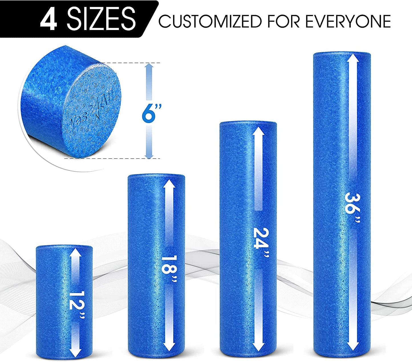 Yes4All High-Density EPP Round Back Roller Foam, Foam Roller for Yoga, Pilates & Stretching - 12, 18, 24, 36 inch 🍁 All In One Marketplace Canada