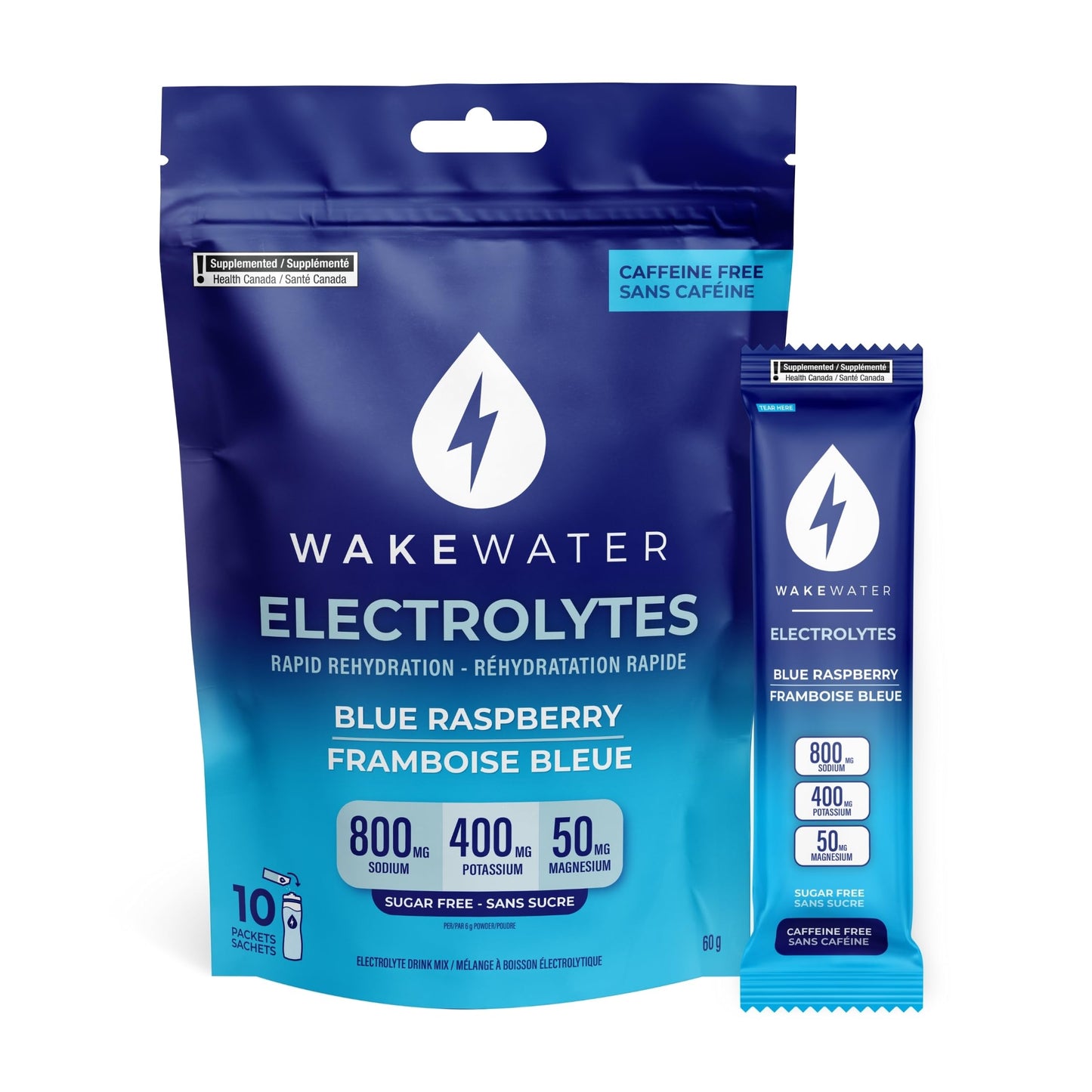 Wake Water Sugar Free Electrolyte Packets, Hydration Powder, Keto & Paleo Friendly Electrolyte Drink Mix, Fasting Hydration Packs, Travel Essentials, Pack of 10 (6g Each) (6 g (Pack of 10), Blue Raspberry) 🍁 All In One Marketplace Canada