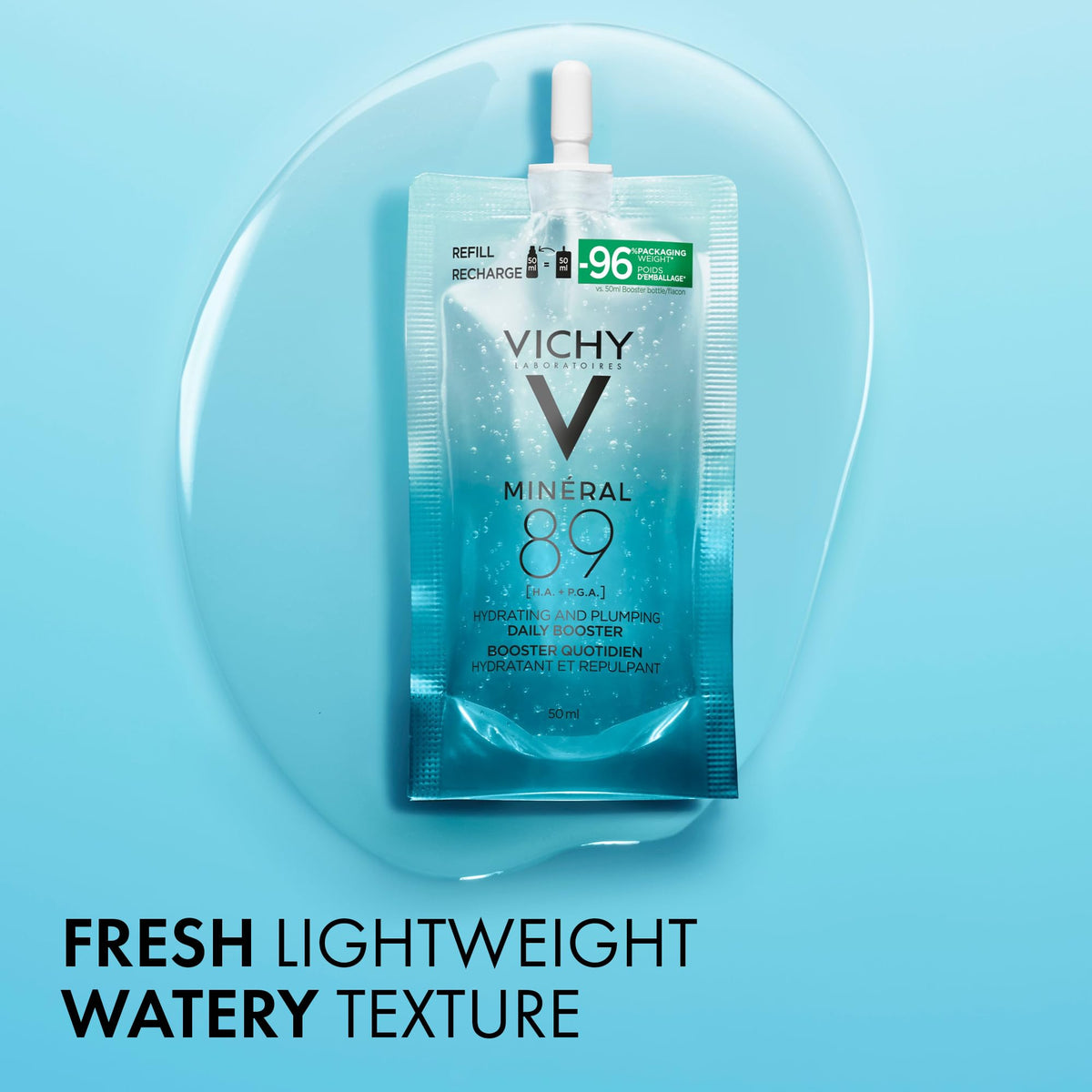 Vichy Hydrating Hyaluronic Acid Serum Refill, Mineral 89 Daily Face Serum Skin Booster with Hyaluronic Acid & Minerals, Hydrates and Strengthens Sensitive Skin, Recommended by Dermatologists, 50mL 🍁 All In One Marketplace Canada