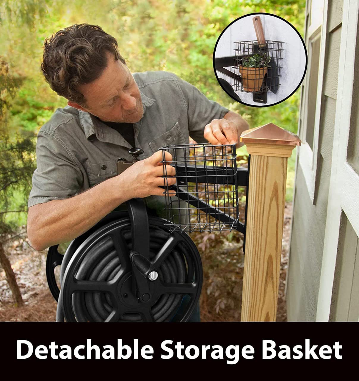 Liberty Garden 712-B Single Arm Navigator Multi-Directional Garden Hose Reel, Holds 125-Feet of, 5/8-Inch, Black, Height: 22.00", Width: 20.25", Depth: 18.6", Weight: 12.50 lbs 🍁 All In One Marketplace Canada