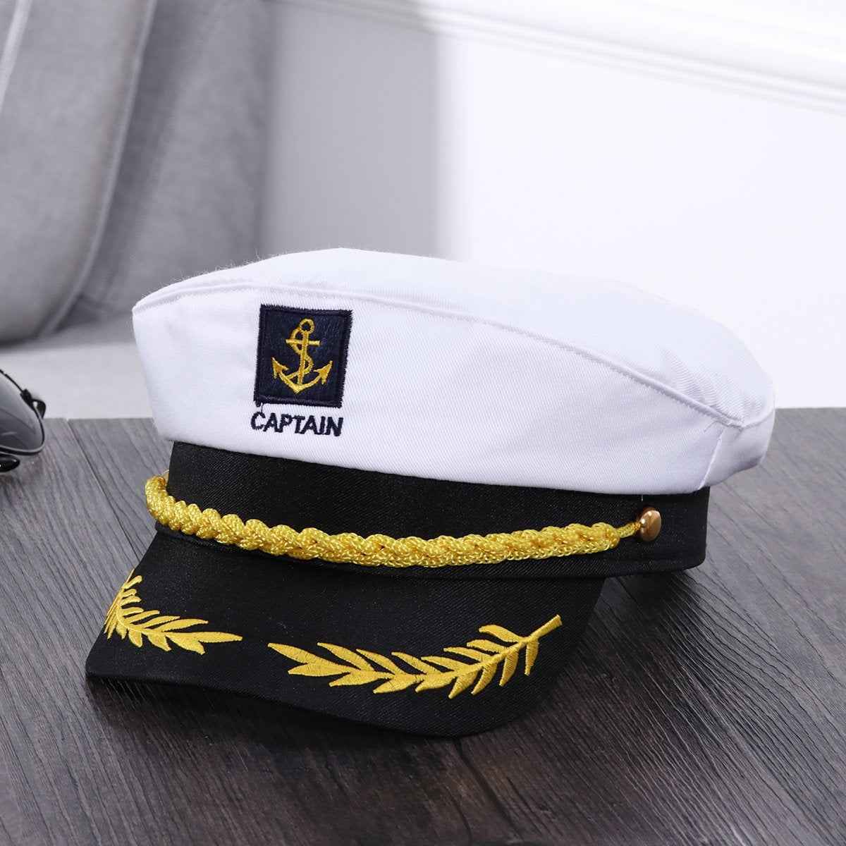 Yacht Captain Hat White Sailor Hat for Women Men Yacht Boat Captain Cap Halloween Costume Party Masquerade Cosplay Accessory