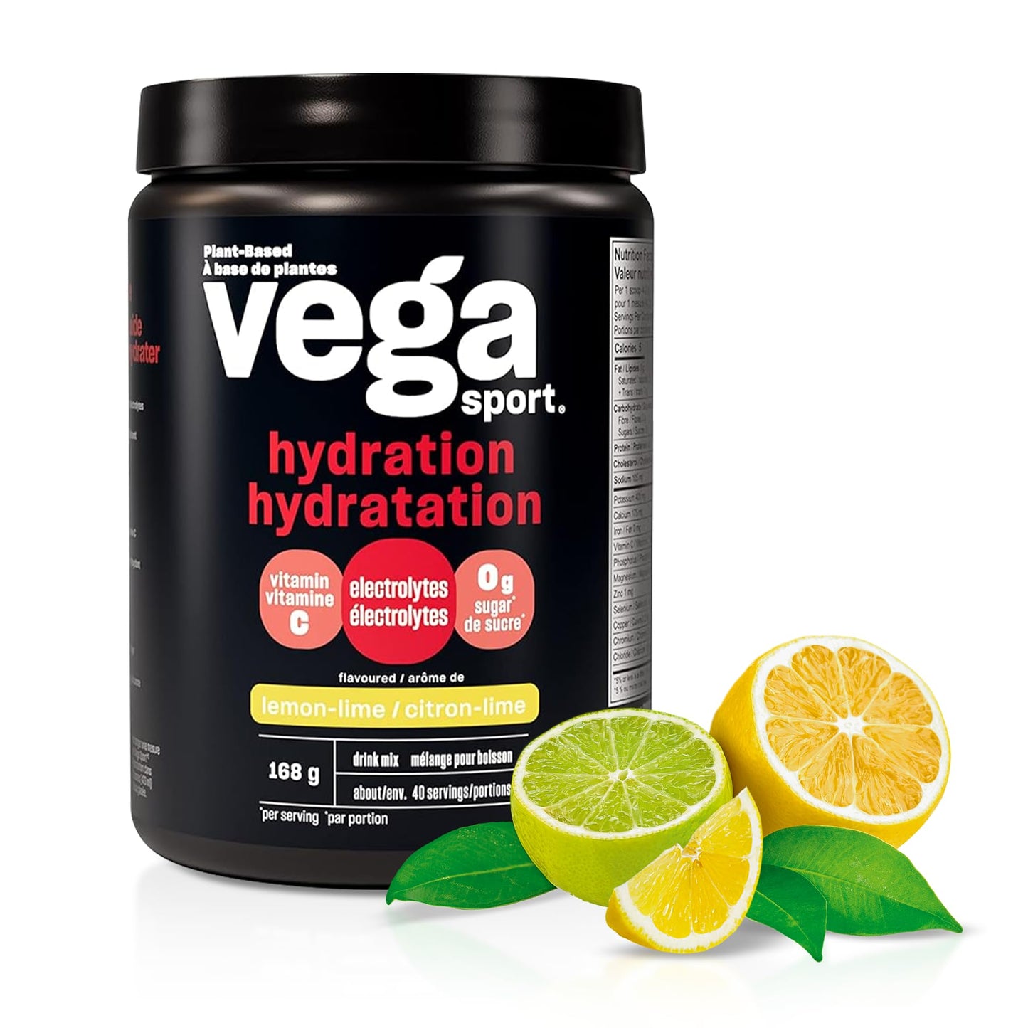 Vega Sport Hydration Electrolyte Powder, Plant Based for Fast Post Workout Hydration – Sugar-Free Lemon Lime, 40 Servings, 168 grams 🍁 All In One Marketplace Canada