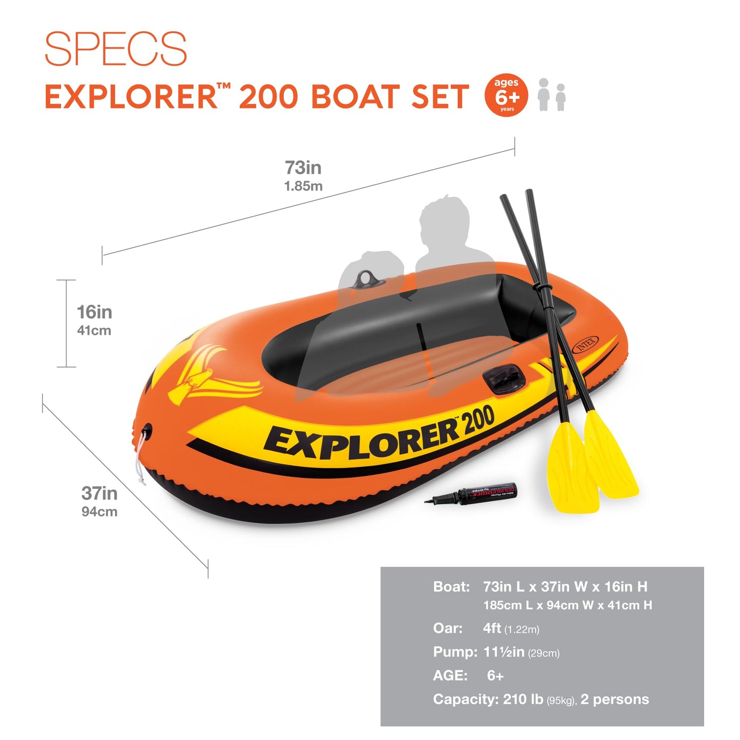 INTEX 58331EP Explorer 200 Inflatable Boat Set: Includes Deluxe Aluminum Oars and Mini Hand-Pump – Dual Air Chambers – Grab Rope – 2-Person – 210lb Weight Capacity 🍁 All In One Marketplace Canada