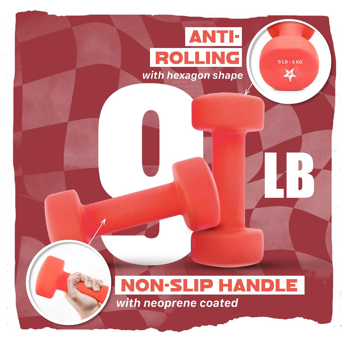 Yes4All Dumbbell Neoprene, poids et haltere, Weight Set, Hand Weights for Women, Dumbbells Pair, Free Weights (D. Red - 9lbs) 🍁 All In One Marketplace Canada