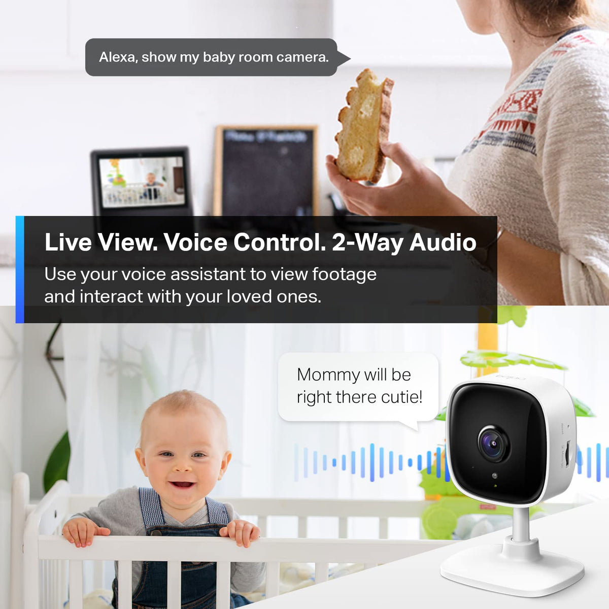 TP-Link Tapo 2K Indoor Home Security WiFi Camera, Up to 30ft Night Vision, Privacy Mode, Sound & Light Alarm, Up to 512 GB microSD Card Slot, Two-Way Audio, Works w/Alexa and Google (Tapo C110) 🍁 All In One Marketplace Canada