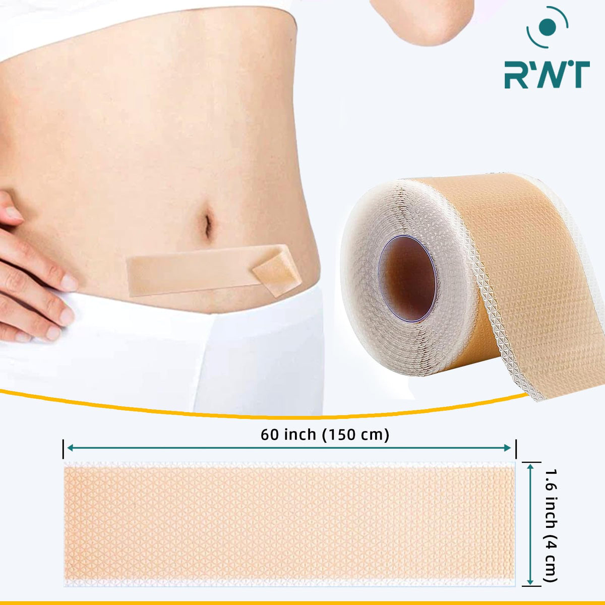 Silicone Scar Sheets, Silicone Scar Tape for Surgical Scars - 60" x 1.6" Roll - 1.5M, Medical Grade Reusable Scar Removal for Keloid, C-Section, and Tummy Tuck 🍁 All In One Marketplace Canada