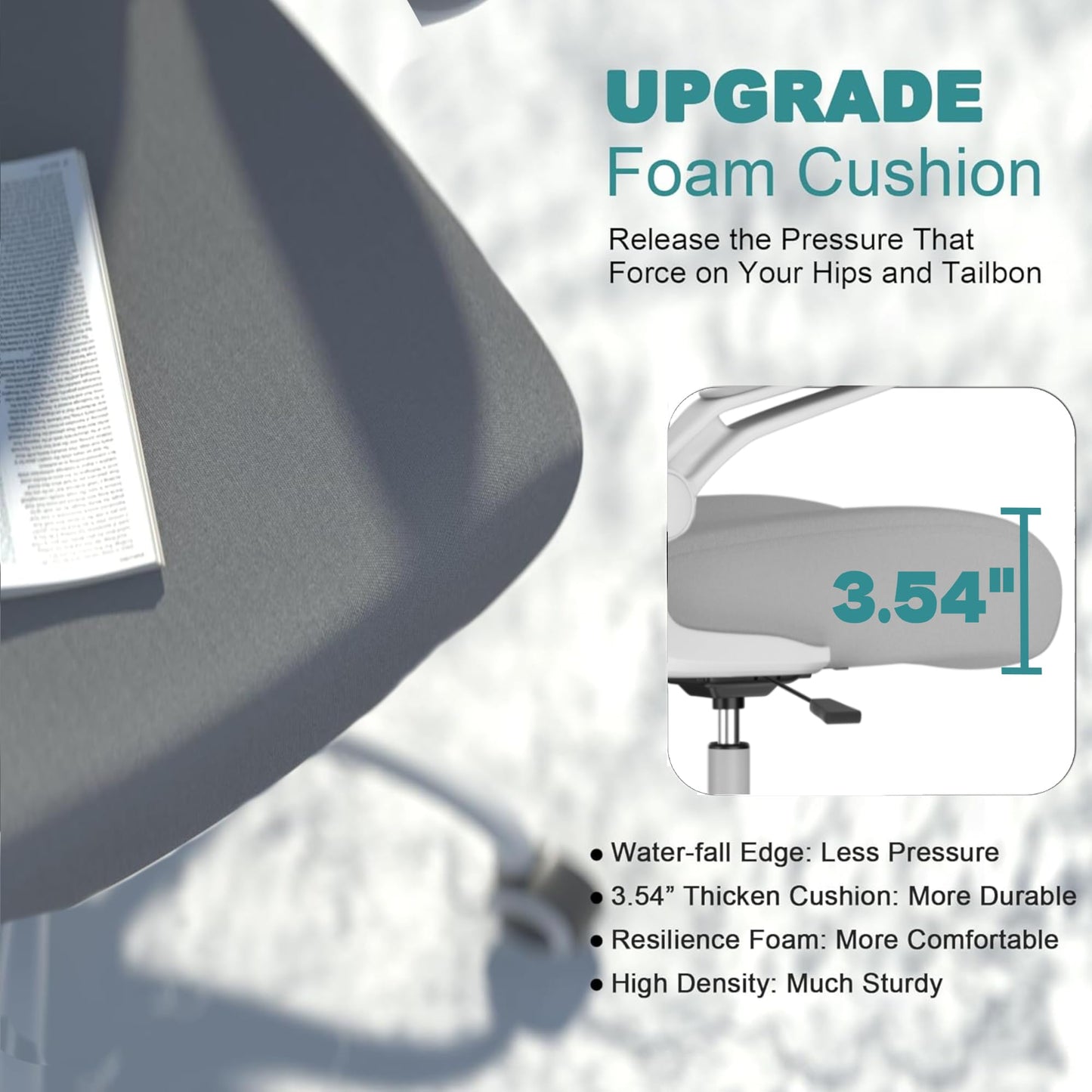 Mimoglad Office Chair, Comfy Desk Chair - High Back Ergonomic Computer Chair with Adjustable Lumbar Support & Headrest, Flip-up Armrests for Guitar Playing (Moon Grey) 🍁 All In One Marketplace Canada