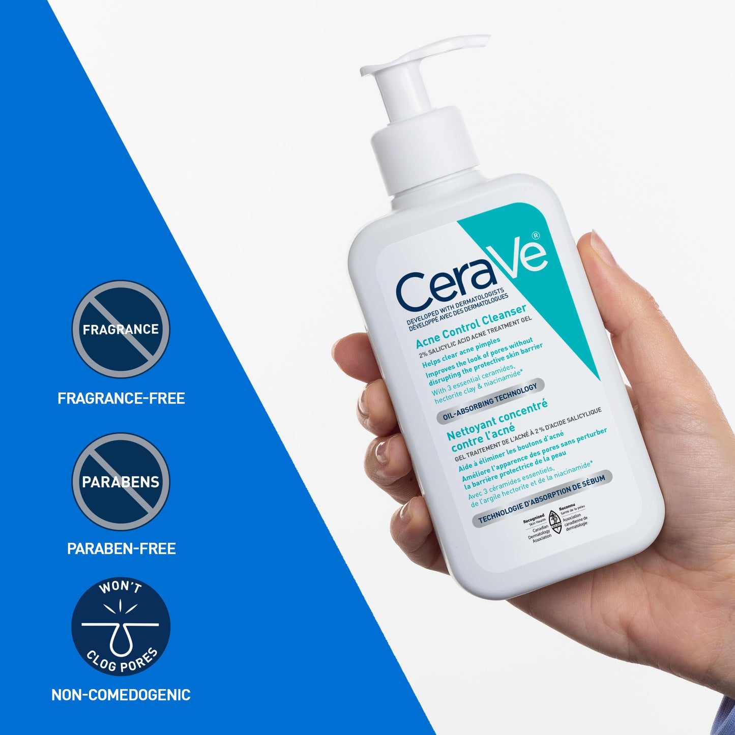 CeraVe Acne Face Wash, 2% Salicylic Acid Cleanser with Purifying Clay & Niacinamide for Oily Skin and Blackheads, Fragrance-Free, Paraben-Free & Non-Comedogenic, 473 mL 🍁 All In One Marketplace Canada