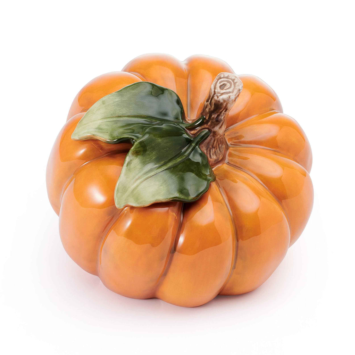 Fitz and Floyd Harvest Halloween Side Pumpkin Ceramic Figurine, 5.5 inch