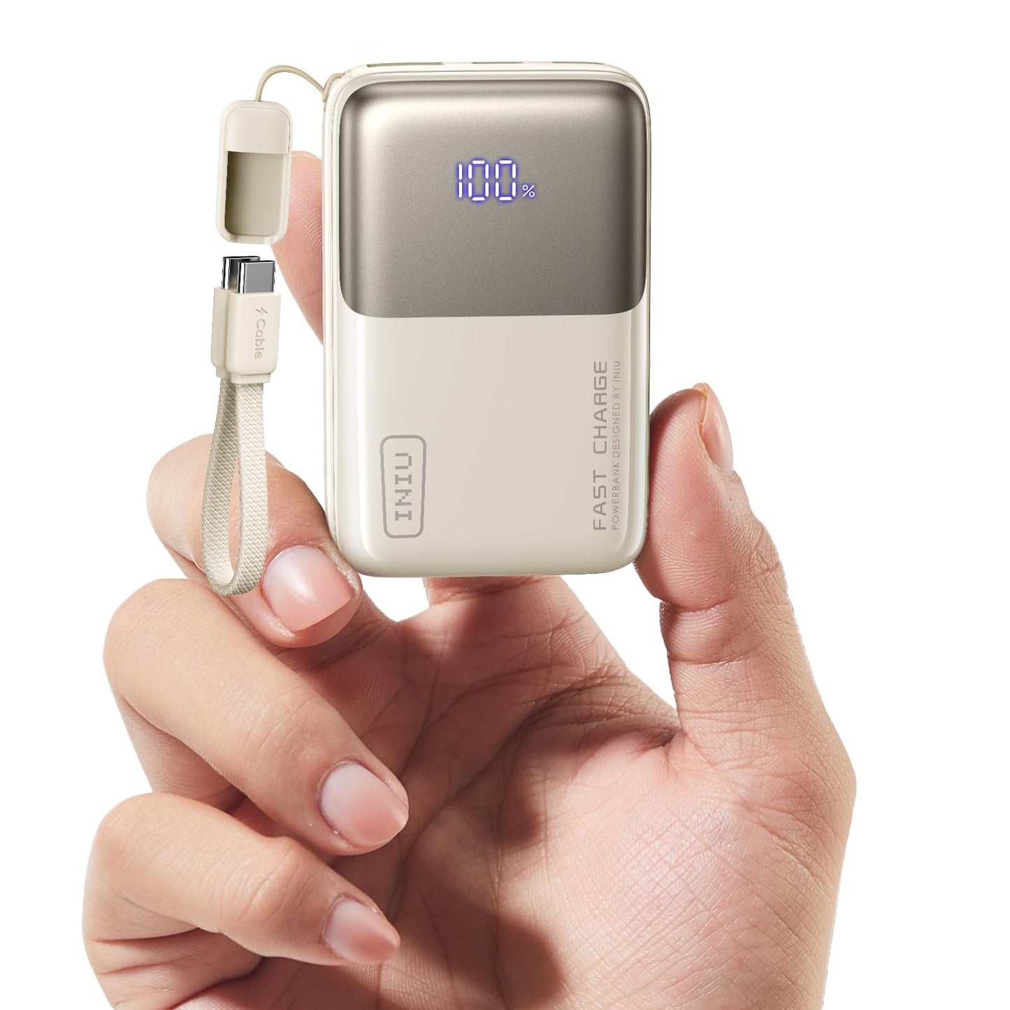 INIU Power Bank, Ultra Mini 10000mAh 45W Fast Charging Portable Charger, USB C Battery Pack with Cable, Flight-Safe Travel Powerbank for iPhone, Samsung, Google, for Camping, Office, Airport, Beige 🍁 All In One Marketplace Canada