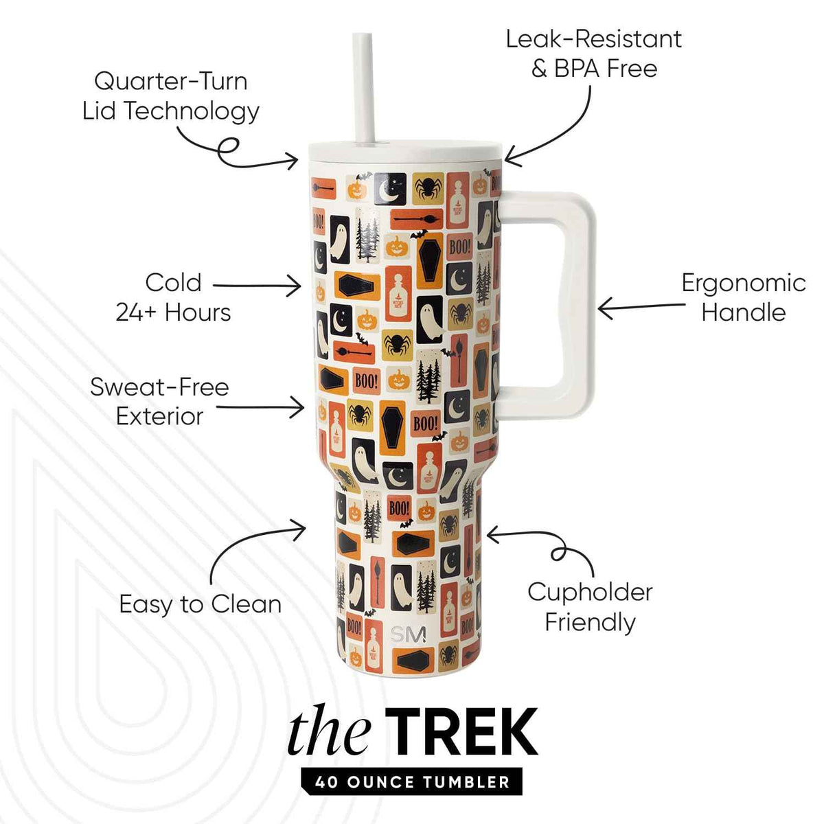 Simple Modern Halloween Tumbler with Handle | 40oz | Stamps