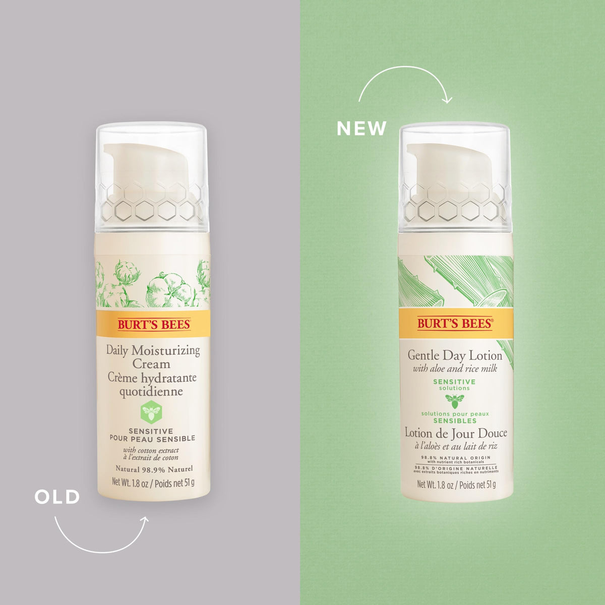 Burt's Bees Sensitive Hydrating Gentle Daily Face Cream Moisturizer Face Lotion for Sensitive Skin with Aloe and Rice Milk, , Mother's Day Gift, 98.9% Natural Origin, Developed with Dermatologists, 51g 🍁 All In One Marketplace Canada
