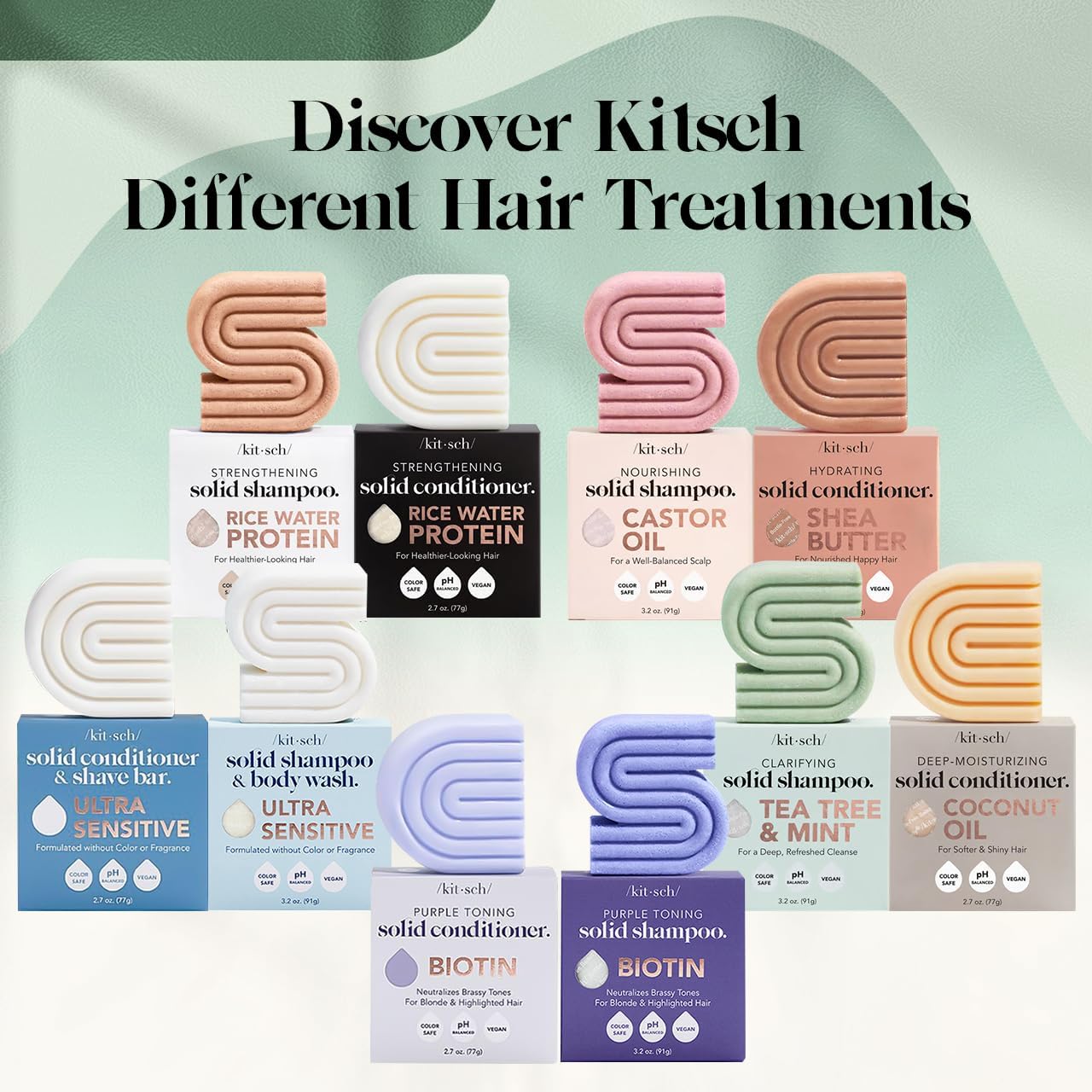 Kitsch Rosemary & Biotin Shampoo and Conditioner Set for Hair Growth - Strengthening, Thickening & Volumizing Shampoo and Conditioner Bar - Paraben, Sulfate & Silicone Free - 2 pack 🍁 All In One Marketplace Canada