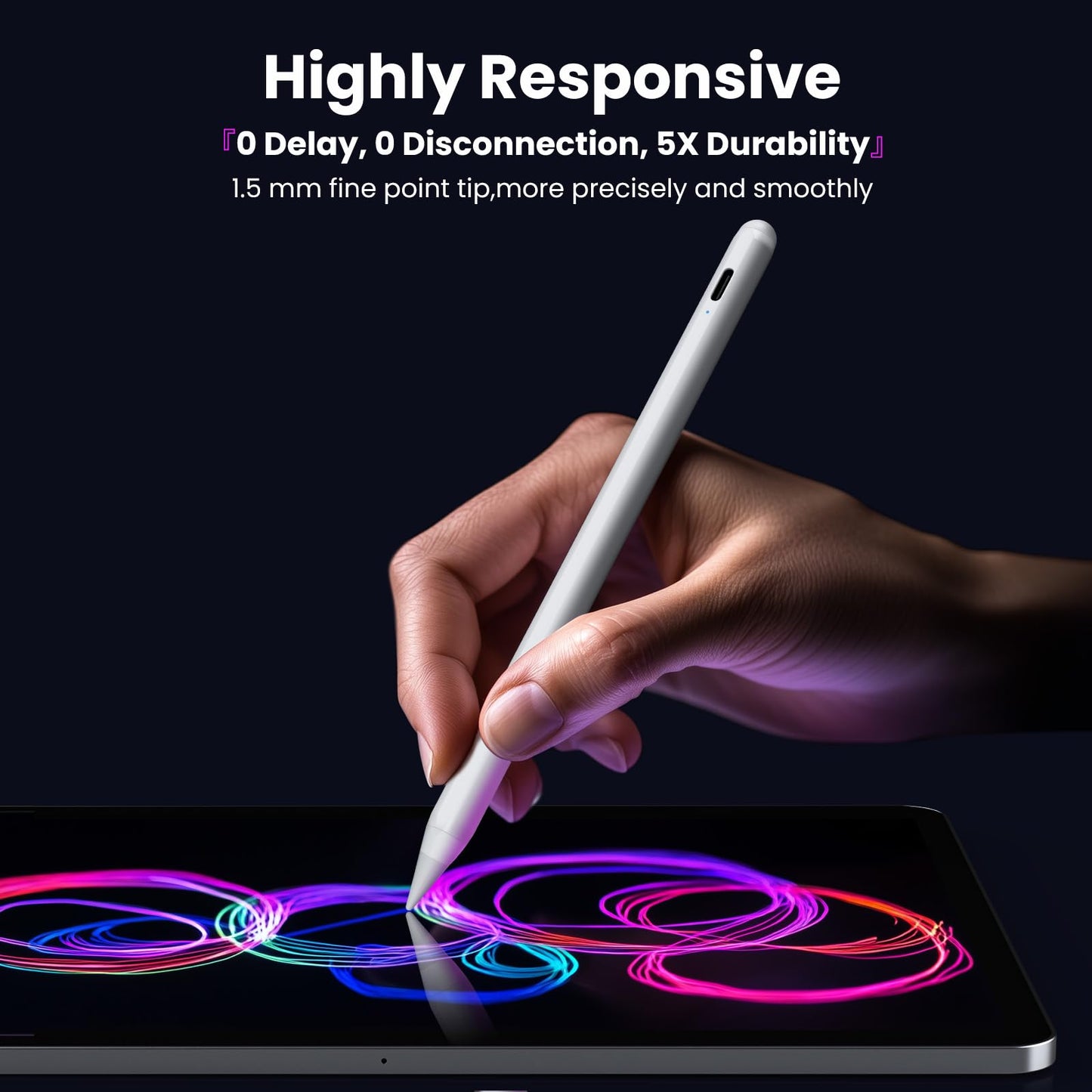 JAMJAKE 5 Mins Fast Charging Stylus Pen for iPad 2018-2026,Palm Rejection Pencil for Apple iPad Compatible with iPad6/7/8/9/10/11,iPad Air 3/4/5/M2/M3/M4,iPad Pro 11"/12.9"/13'',iPad mini 5/6/7,White 🍁 All In One Marketplace Canada
