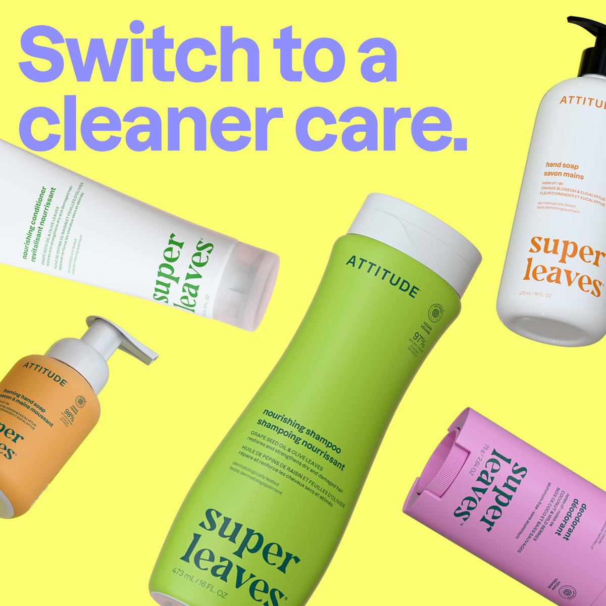ATTITUDE Clarifying Hair Shampoo, EWG Verified, Restores Shine, Naturally Derived Ingredients, Vegan, Plant Based, Lemon Leaves & White Tea, 946 mL 🍁 All In One Marketplace Canada