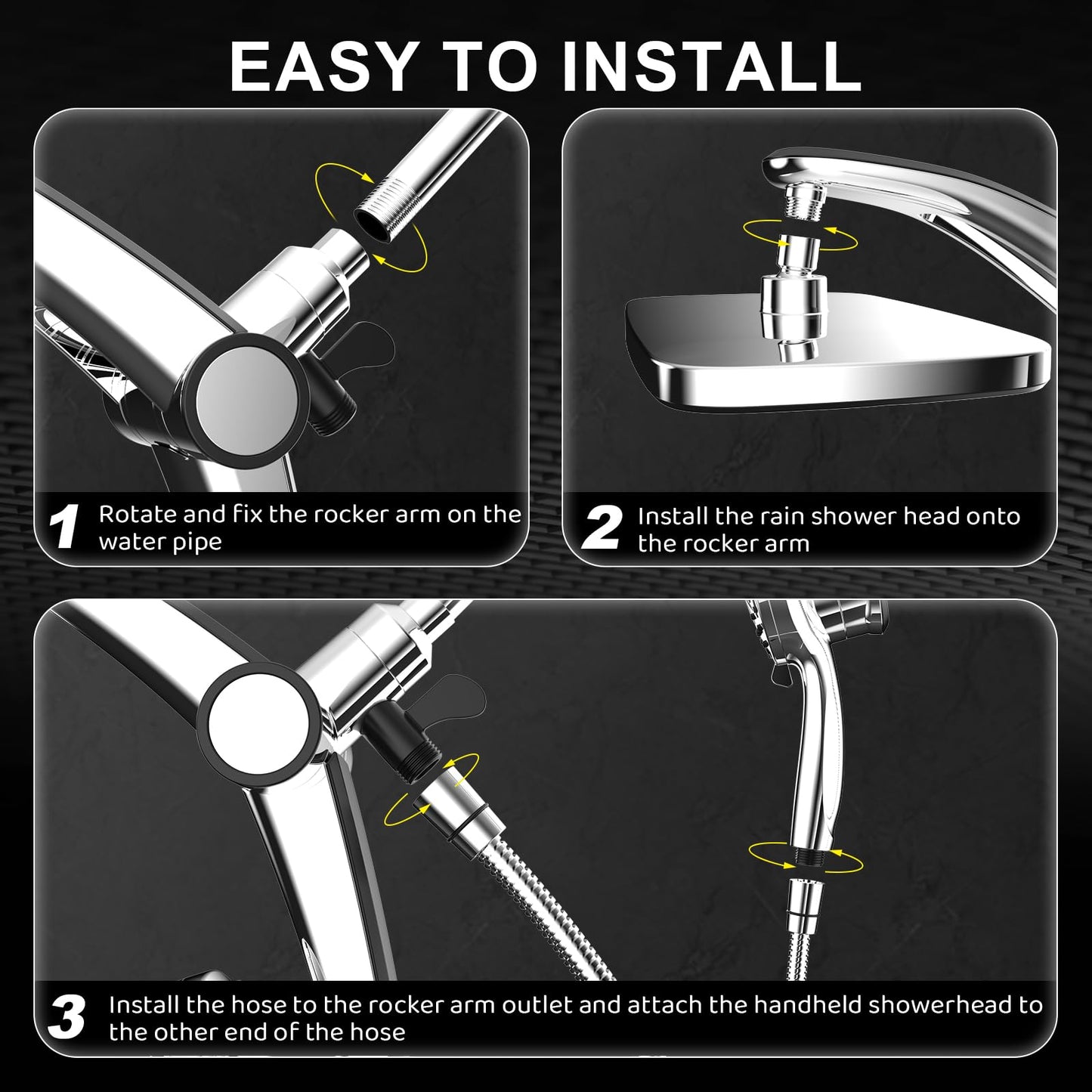 Rain Shower Head with Handheld High Pressure Rainfall Shower Heads with Handheld Spray Combo Adjustable one-piece Stand daul Shower Head Built-in Magnetic Docking and Power Jets（Sliver） 🍁 All In One Marketplace Canada